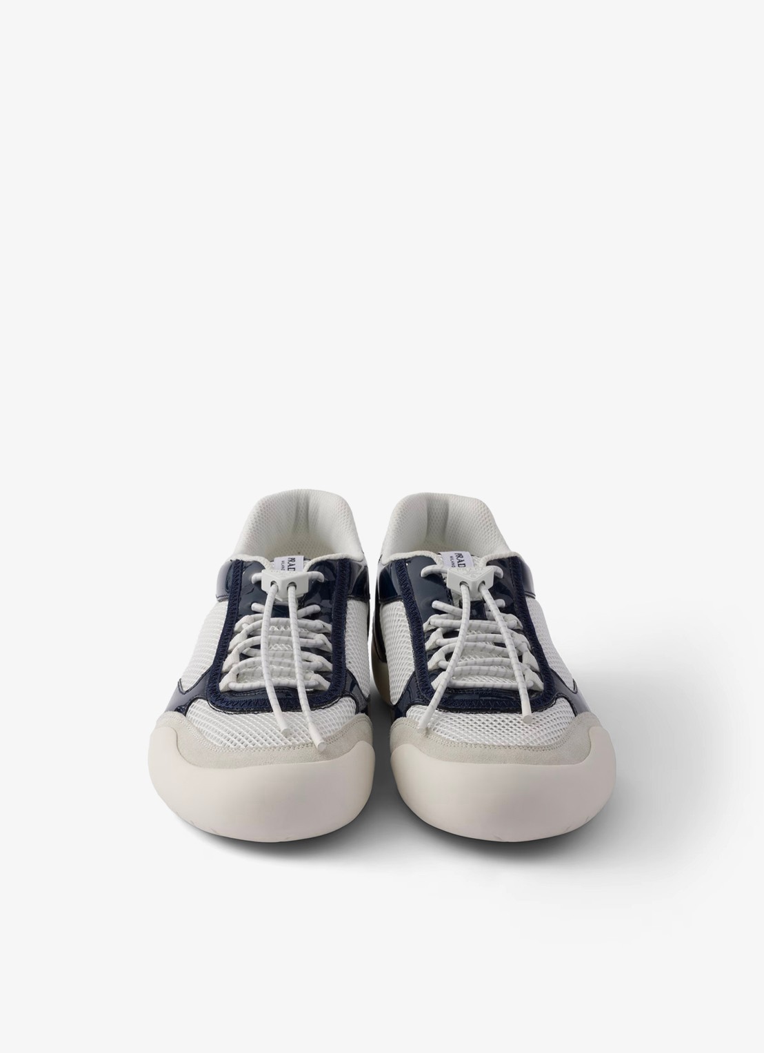 Prada Speedrock sneaker met lakleren en mesh details - detail 3 donkerblauw