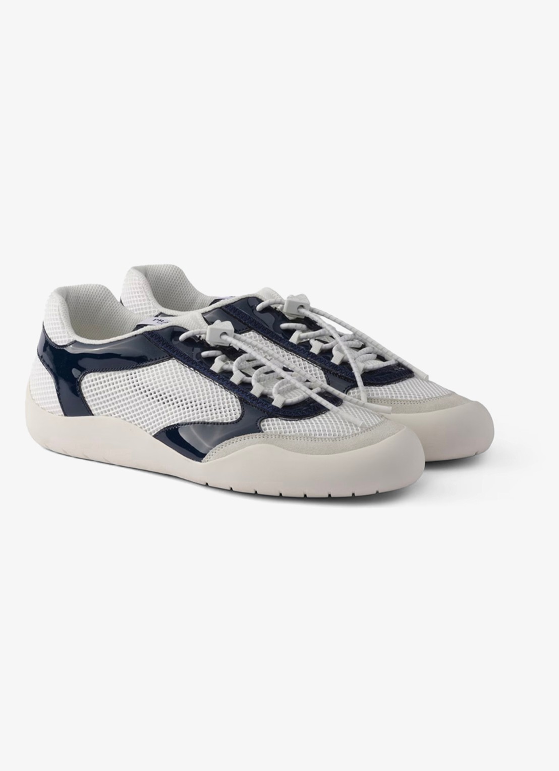 Prada Speedrock sneaker met lakleren en mesh details - voorkant 6 donkerblauw
