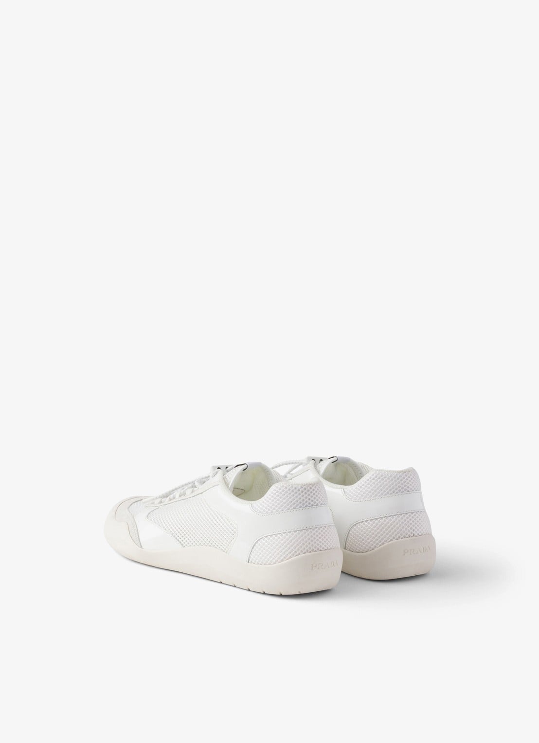 Prada Speedrock sneaker met lakleren en mesh details - achterkant wit