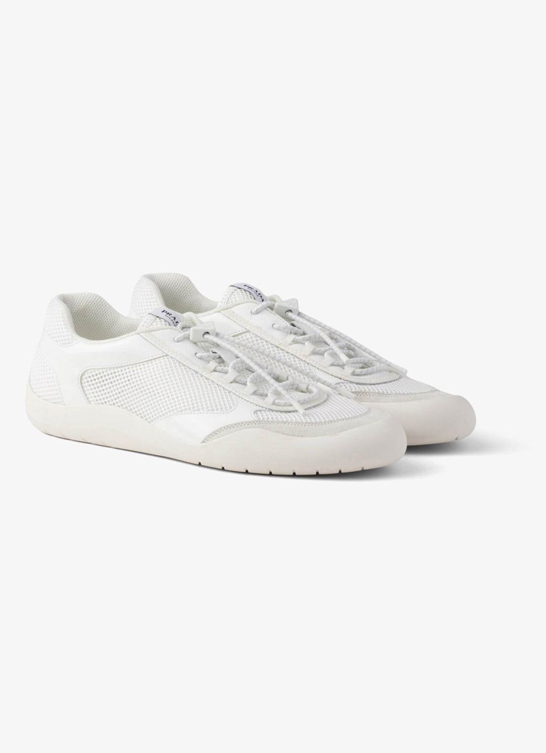 Prada Speedrock sneaker met lakleren en mesh details - detail 4 wit