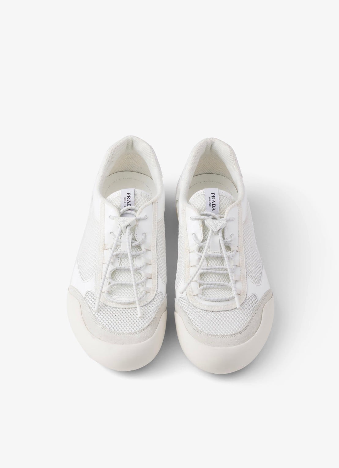 Prada Speedrock sneaker met lakleren en mesh details - detail 5 wit