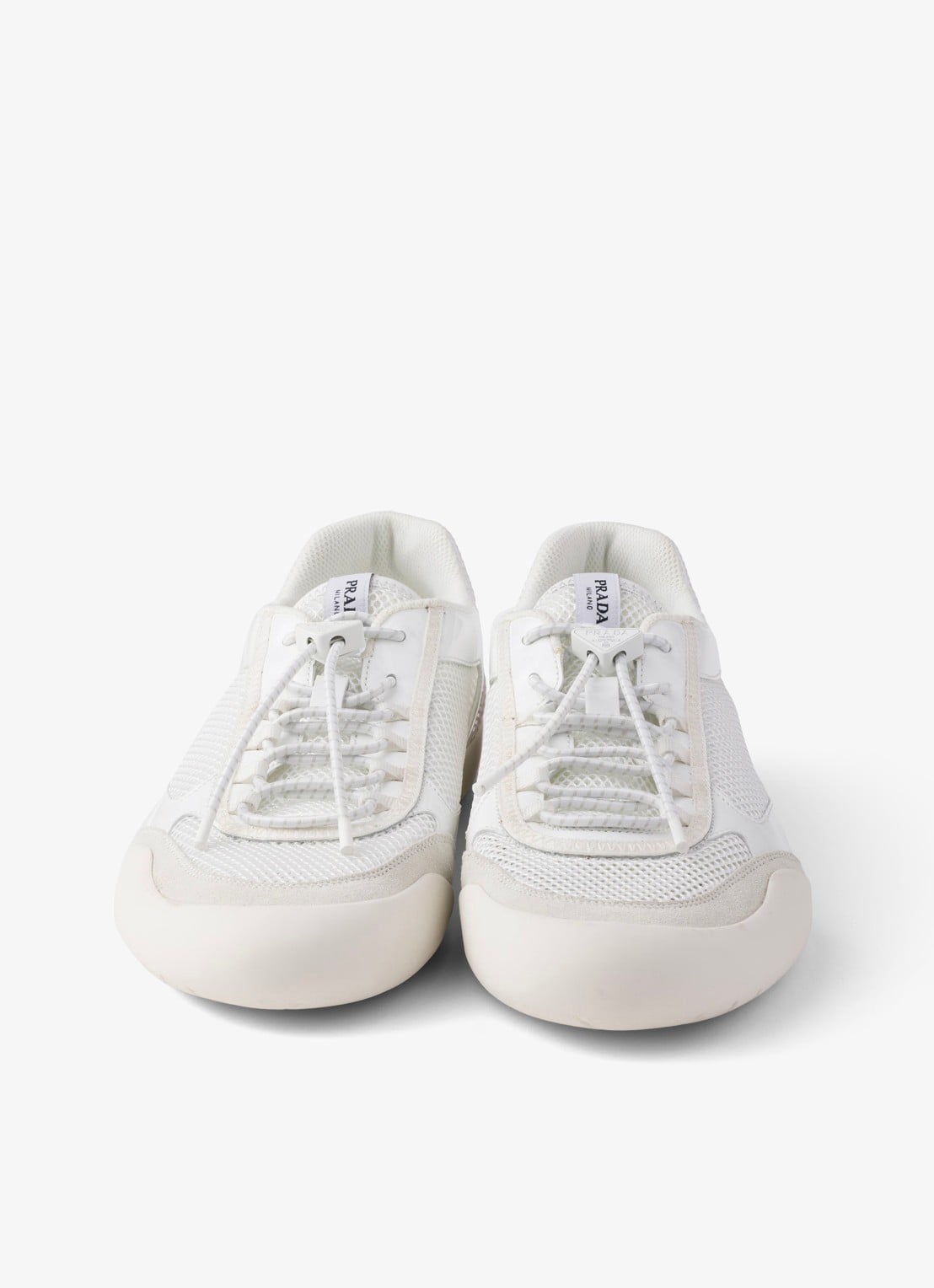 Prada Speedrock sneaker met lakleren en mesh details - detail 6 wit