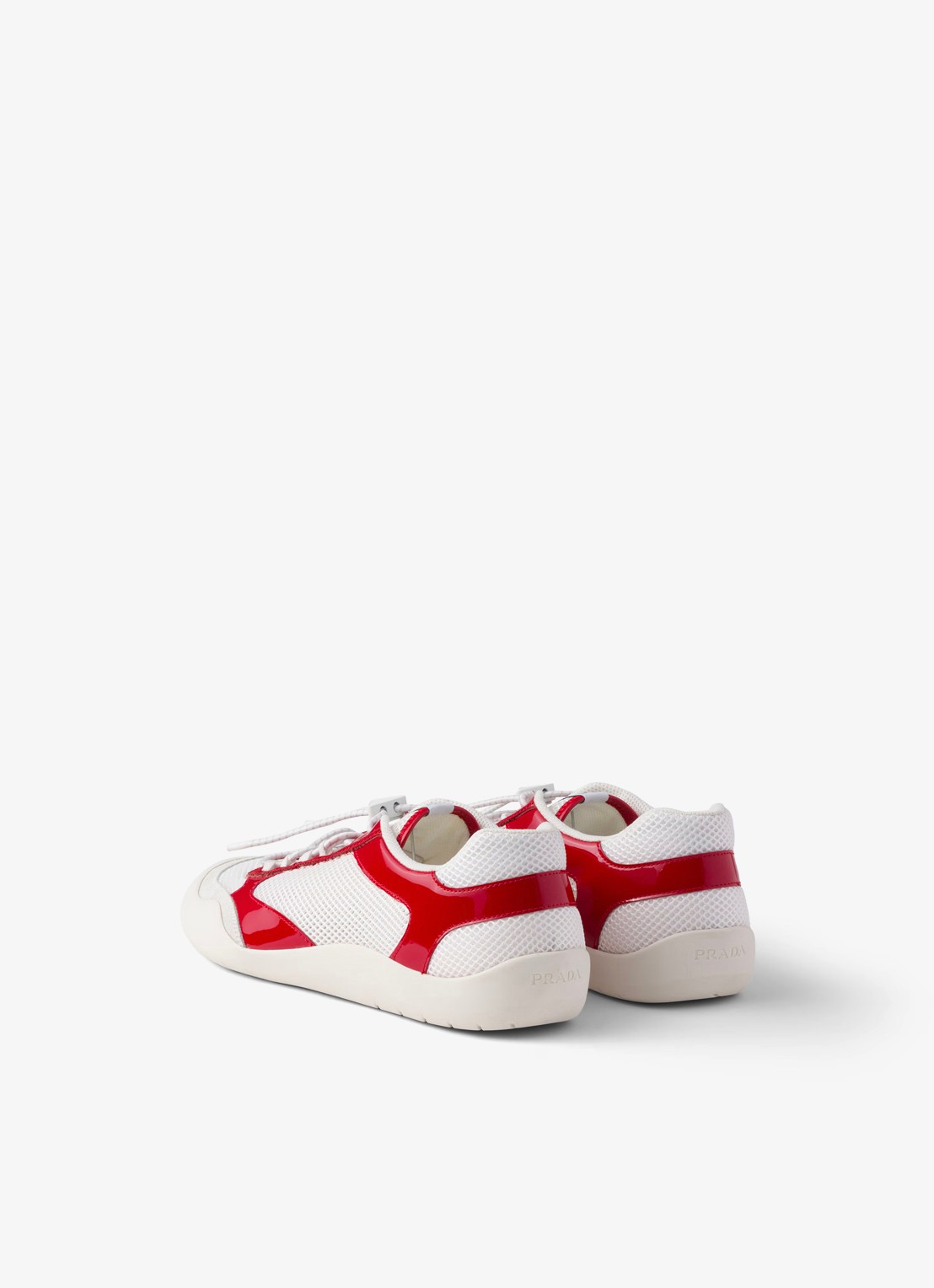 Prada Speedrock sneaker met lakleren en mesh details - achterkant rood
