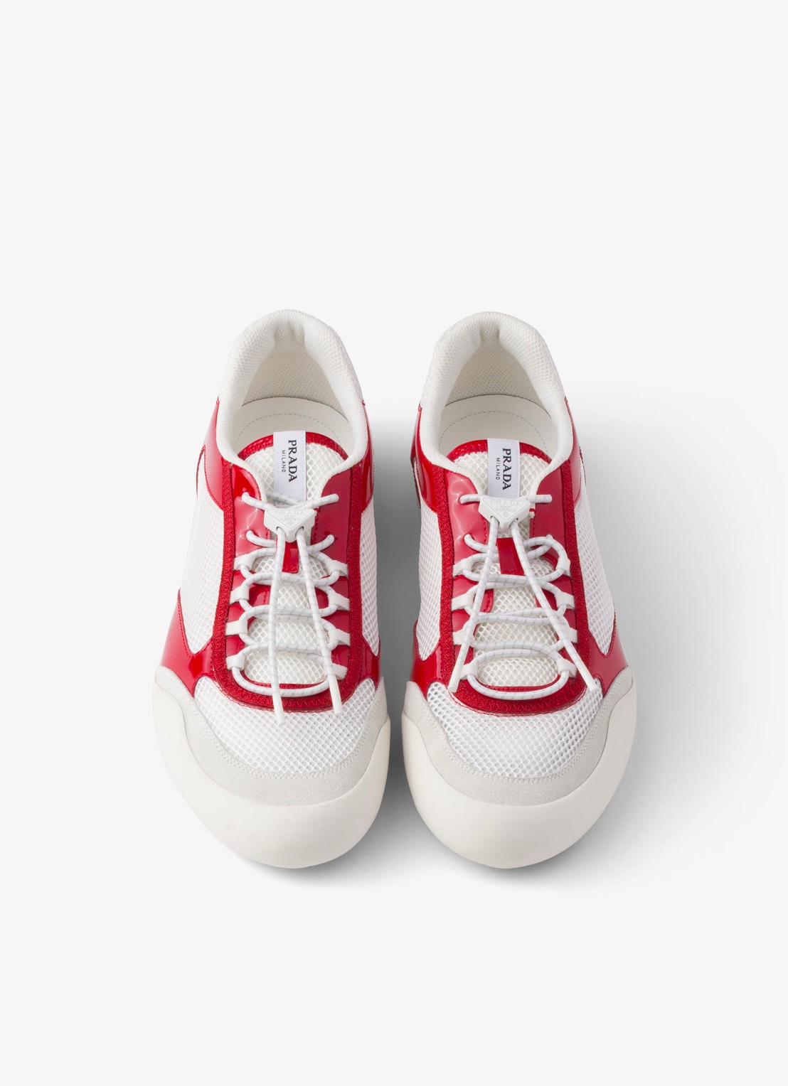 Prada Speedrock sneaker met lakleren en mesh details - detail 5 rood