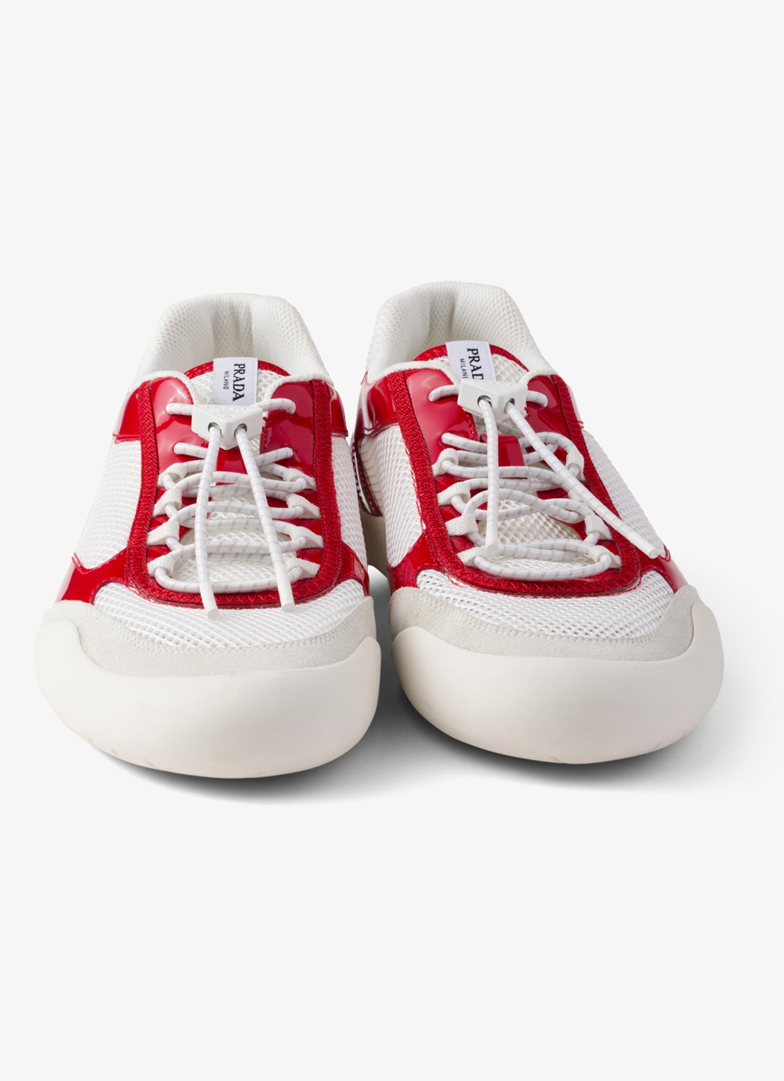 Prada Speedrock sneaker met lakleren en mesh details - detail 6 rood