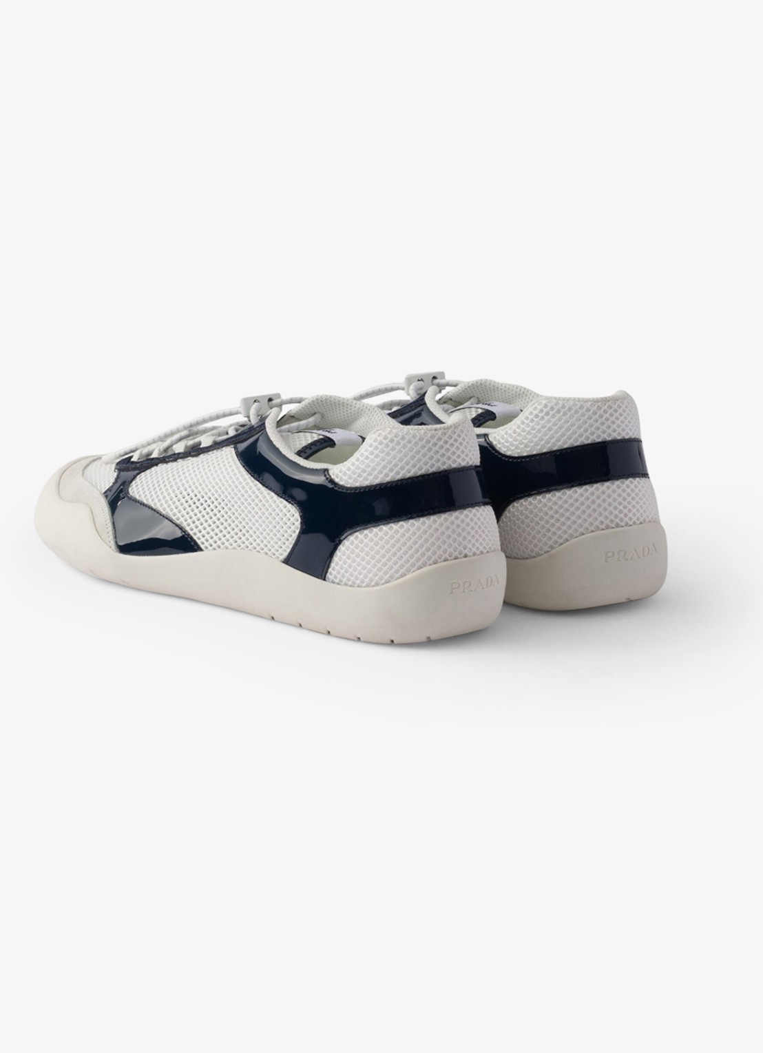 Prada Speedrock sneaker met lakleren en mesh details - achterkant 3 blauw