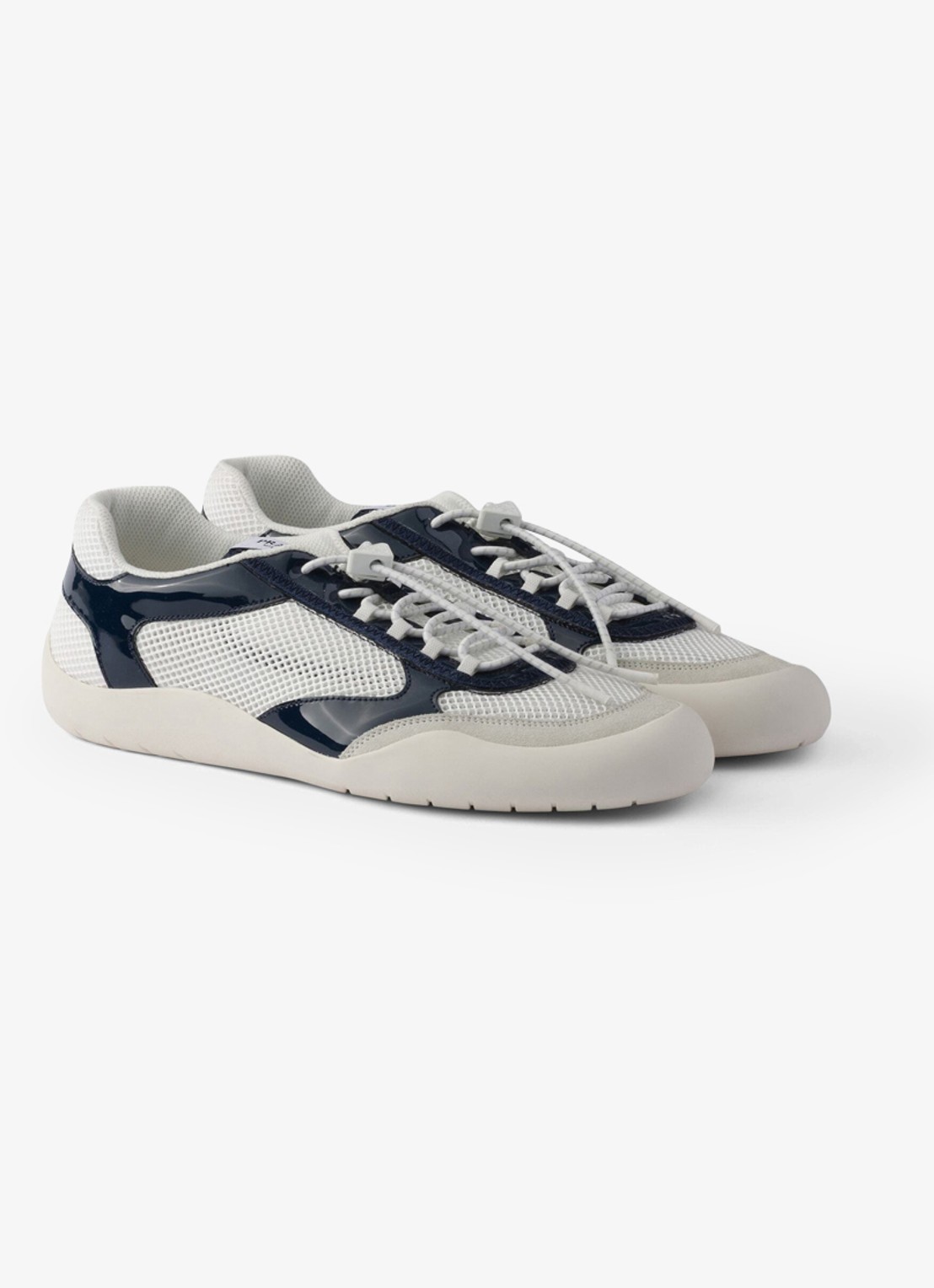 Prada Speedrock sneaker met lakleren en mesh details - detail 4 blauw