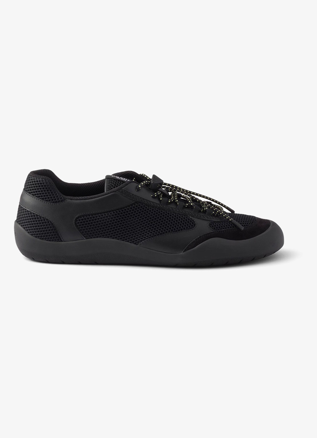 Prada Speedrock sneaker van leer met mesh details - voorkant 5 zwart