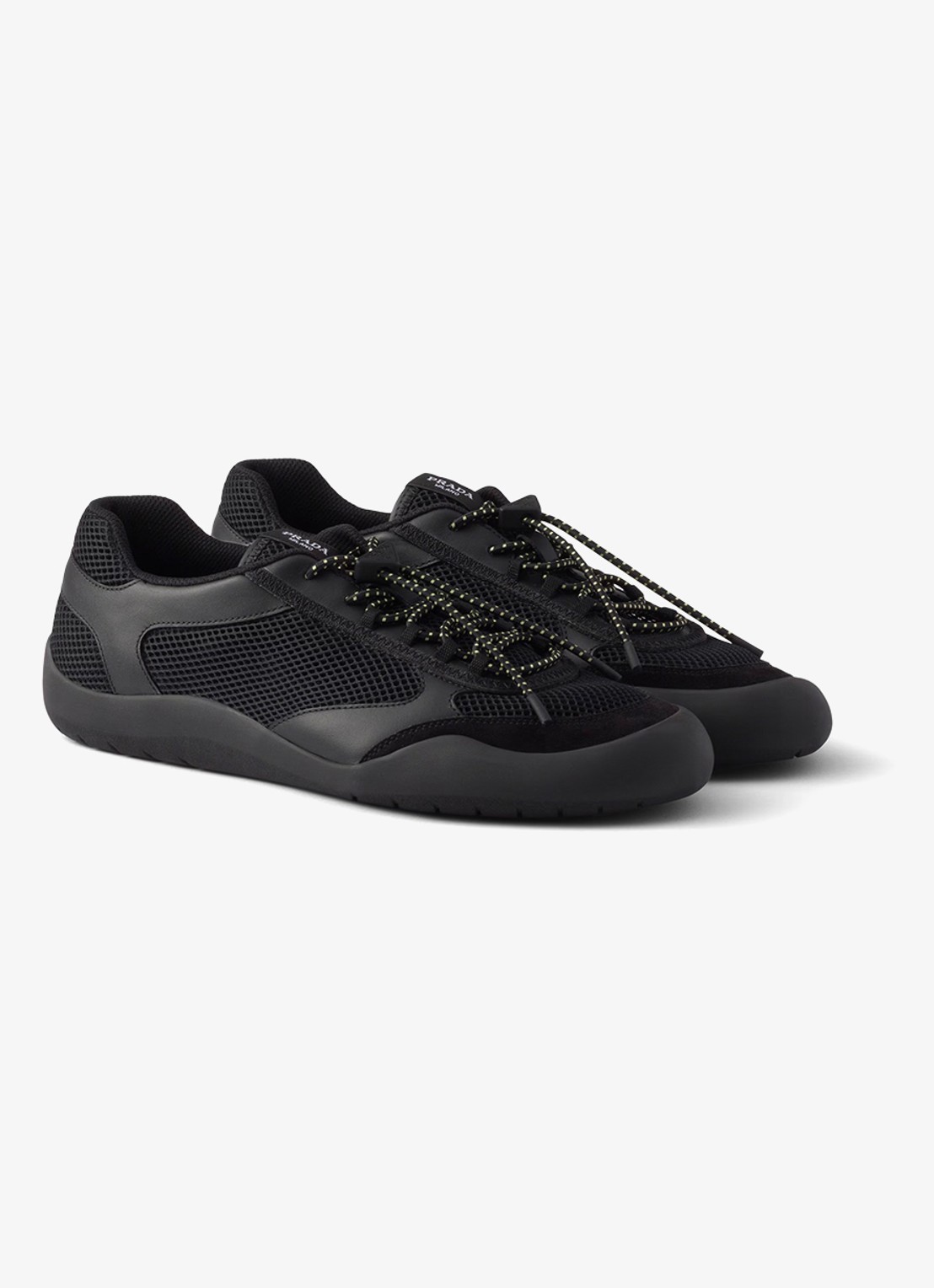 Prada Speedrock sneaker van leer met mesh details - voorkant 6 zwart