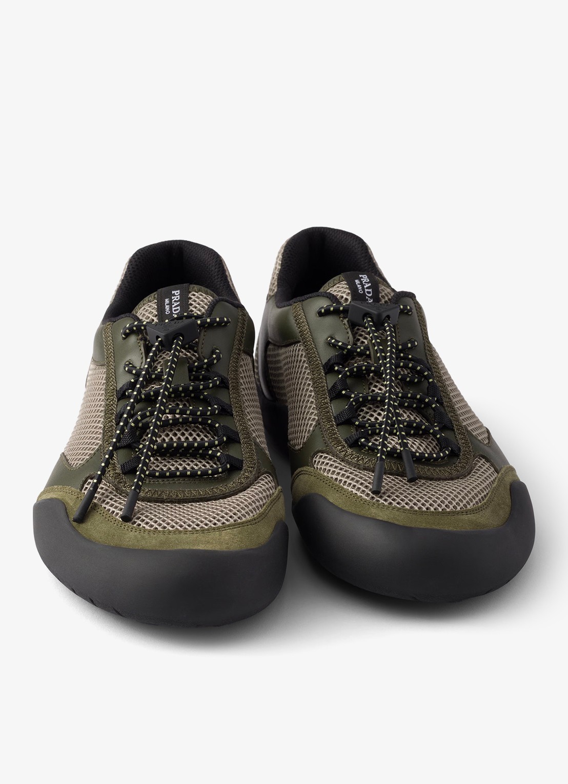 Prada Speedrock sneaker van leer met mesh details - detail 5 legergroen