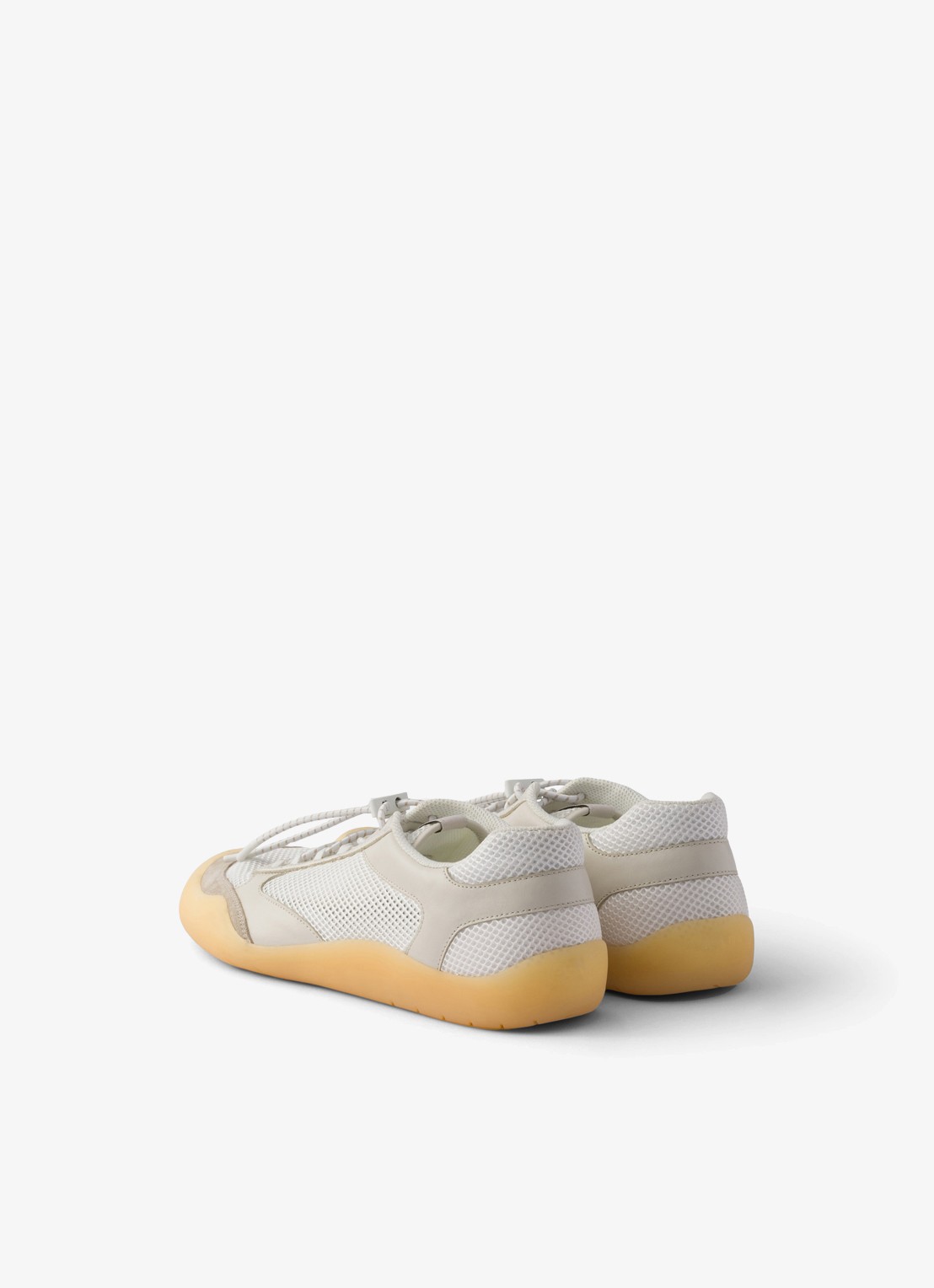 Prada Speedrock sneaker van leer met mesh details - achterkant 3 beige