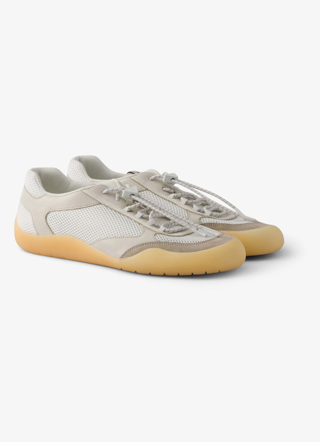 Prada Speedrock sneaker van leer met mesh details - detail 4 beige