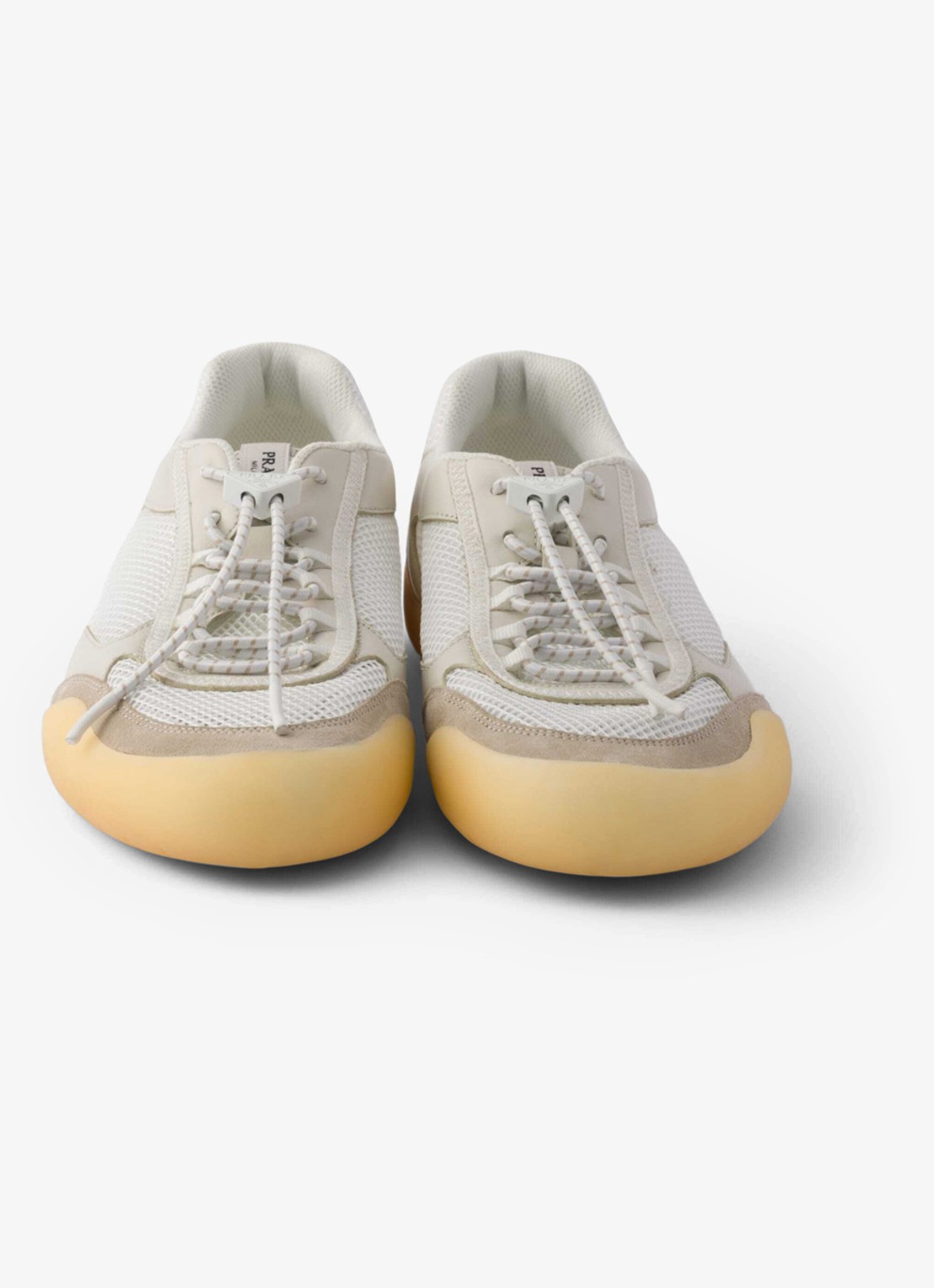 Prada Speedrock sneaker van leer met mesh details - detail 5 beige