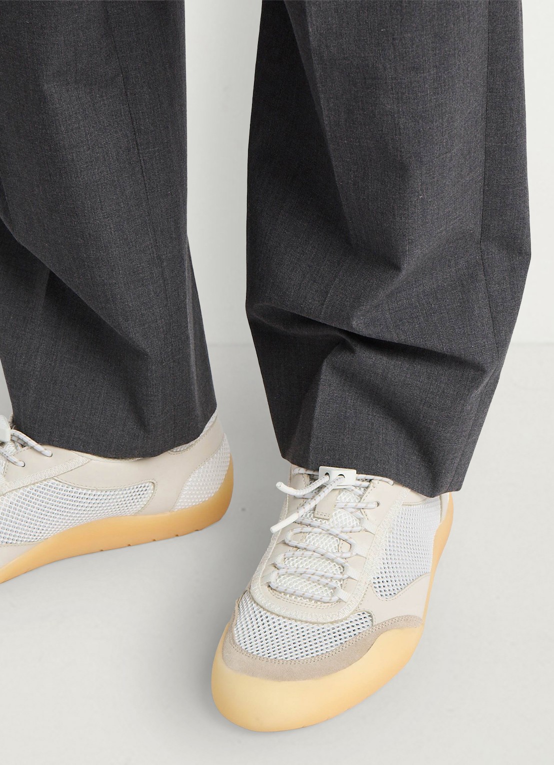Prada Speedrock sneaker van leer met mesh details - detail 7 beige