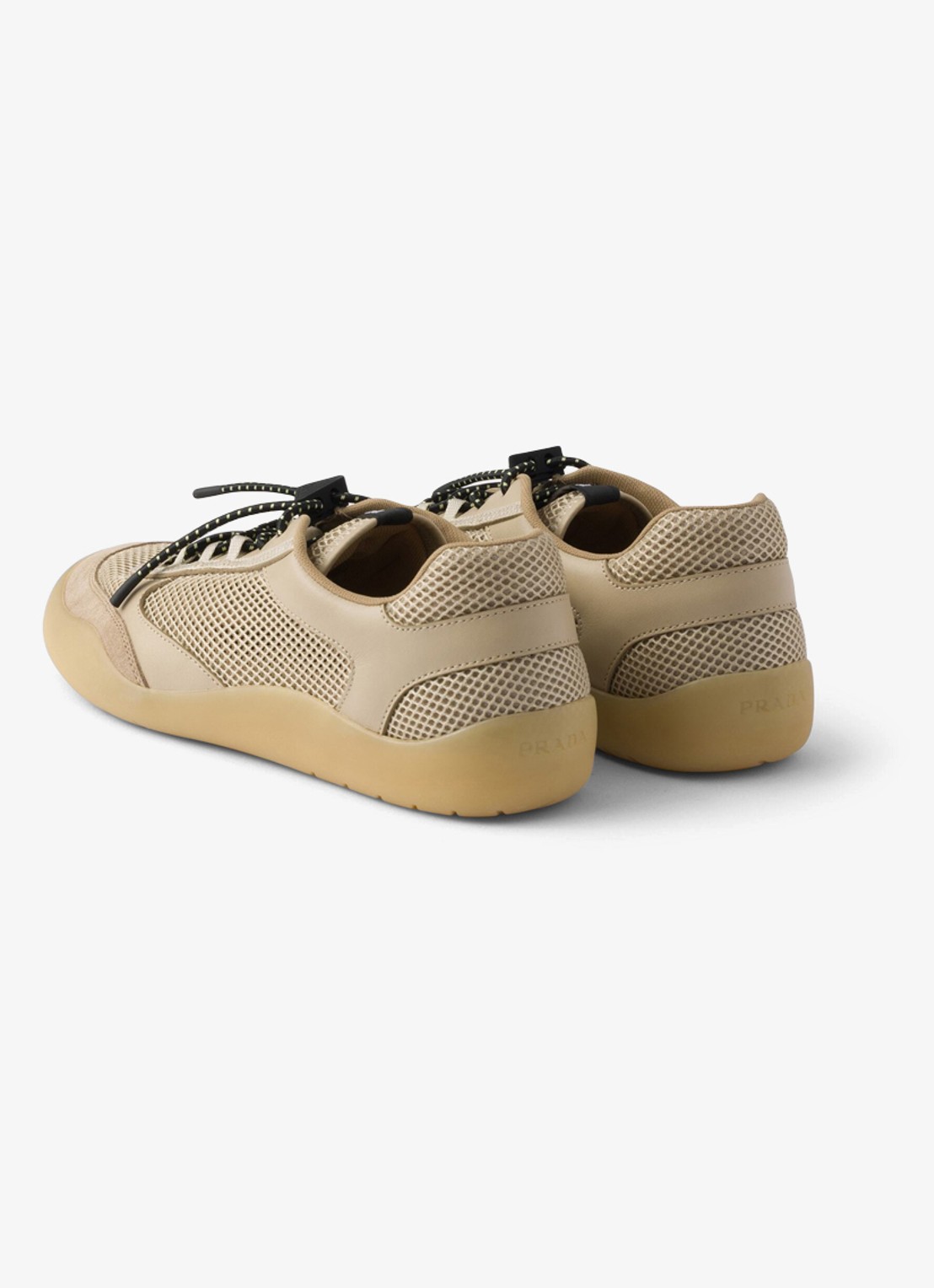 Prada Speedrock sneaker van mesh met leren details - achterkant 5 khaki