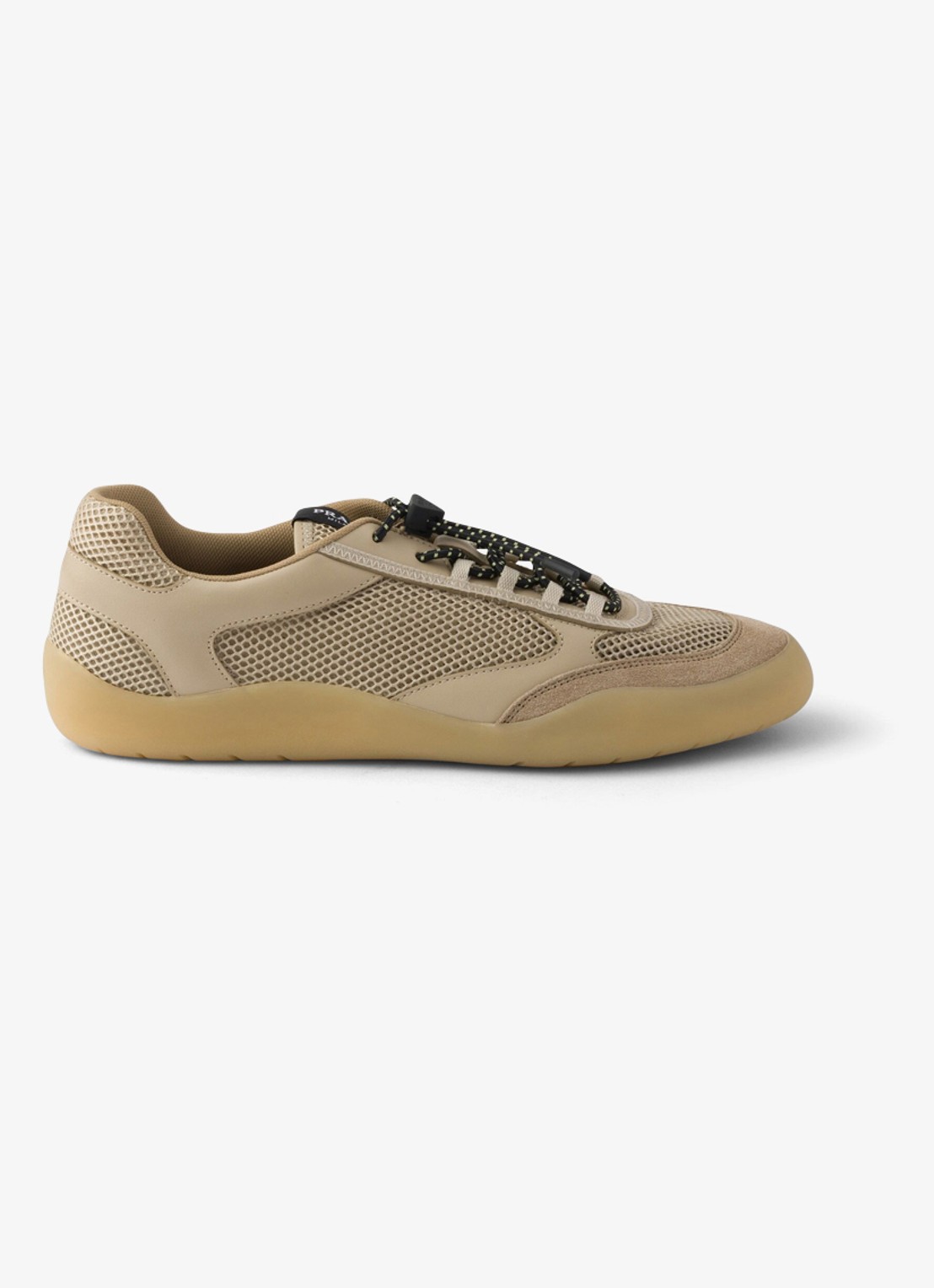 Prada Speedrock sneaker van mesh met leren details - voorkant 6 khaki