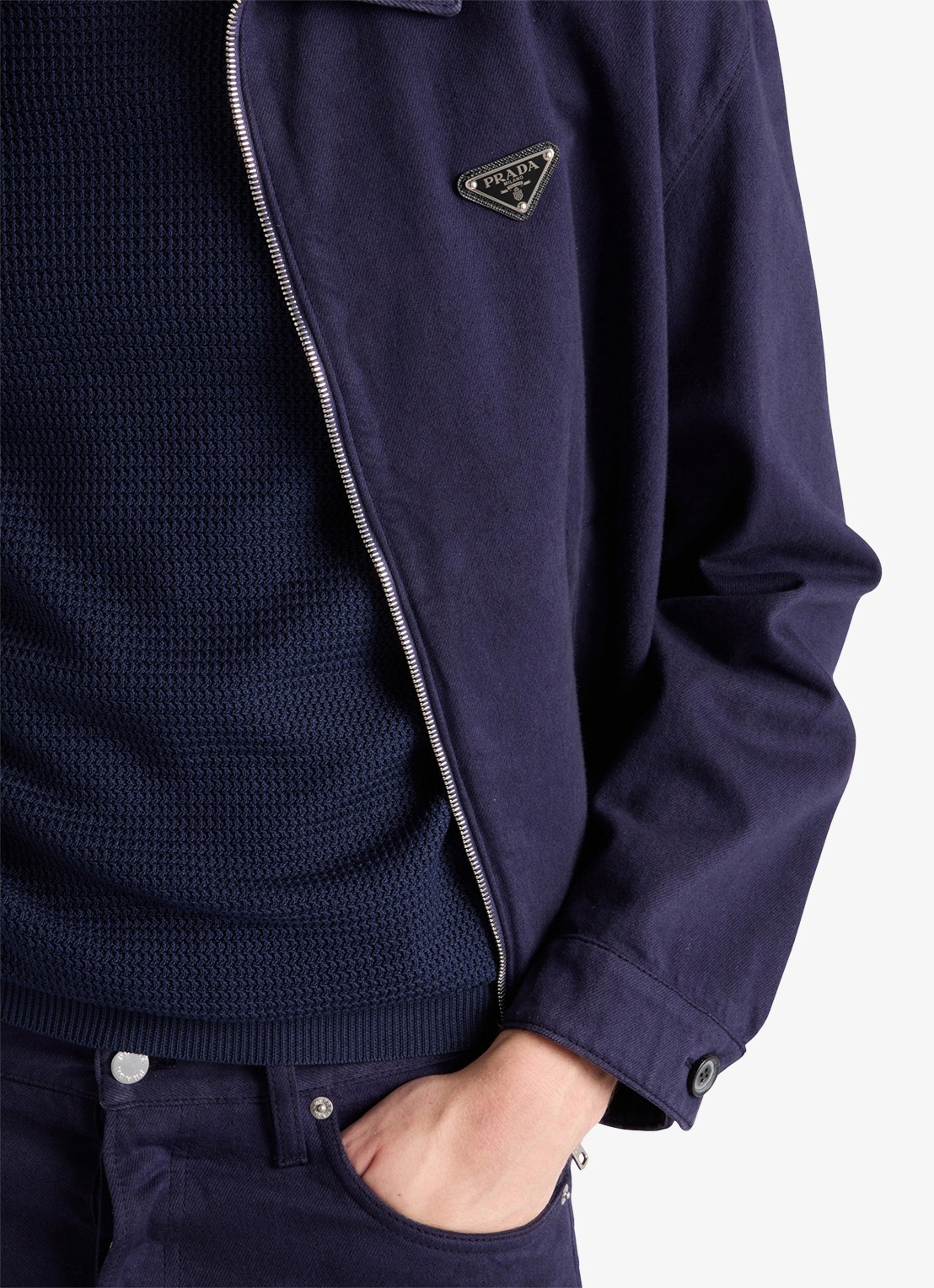 Prada Spijkerjas met steekzakken en logo - detail 4 indigo