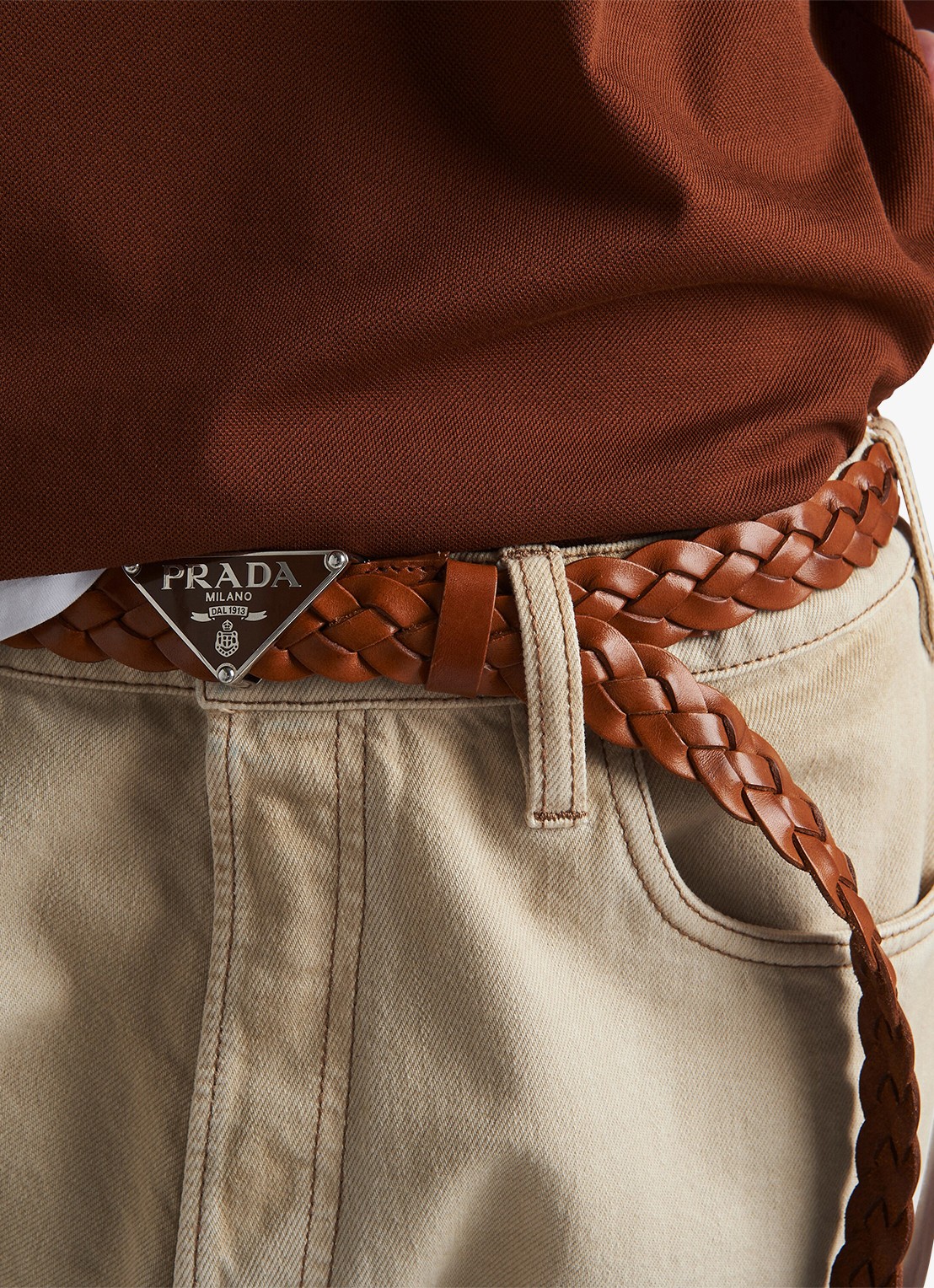 Prada Straight leg jeans met gekleurde wassing - detail 4 beige