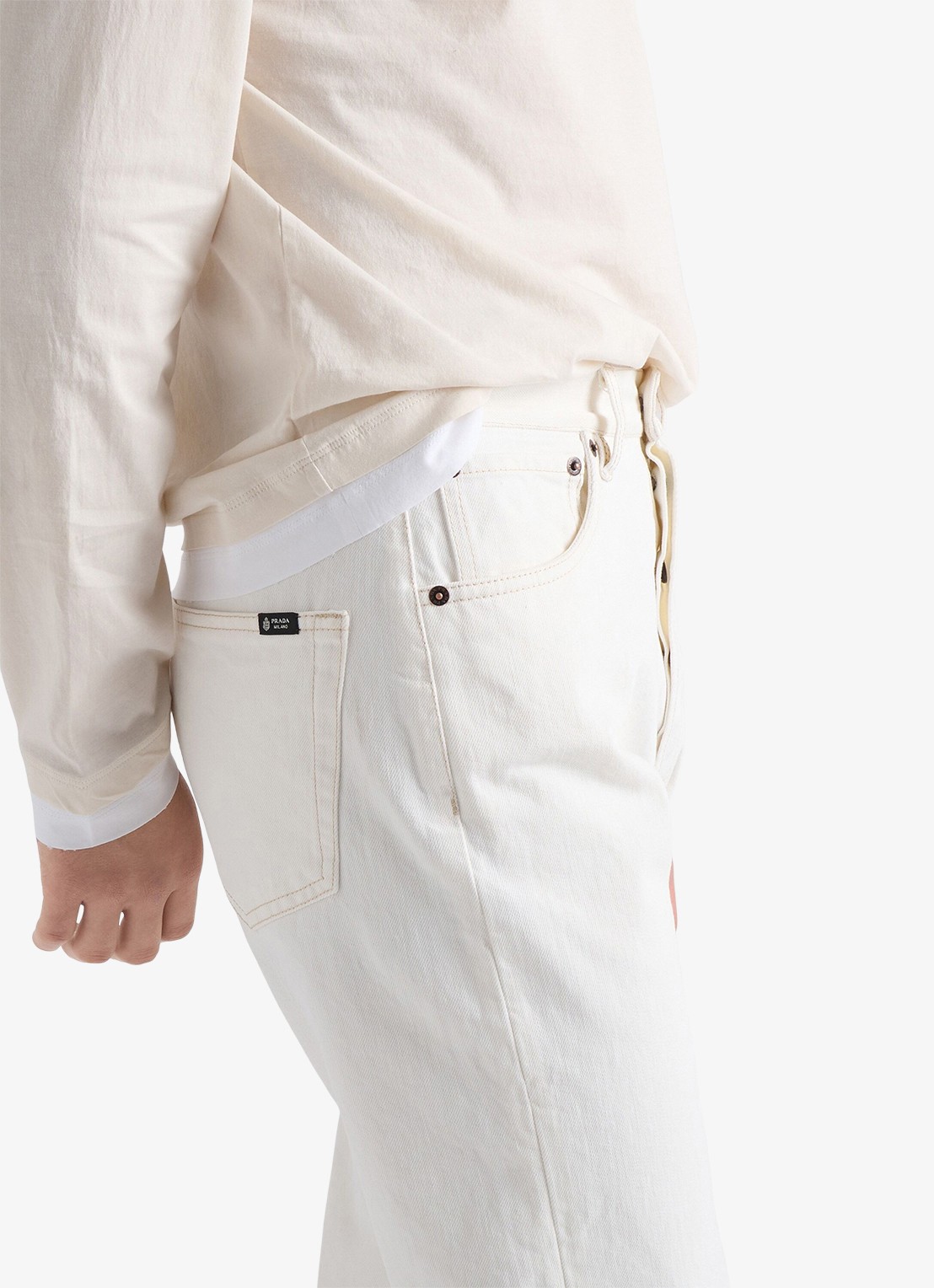 Prada Straight leg jeans met gekleurde wassing - detail 4 wit