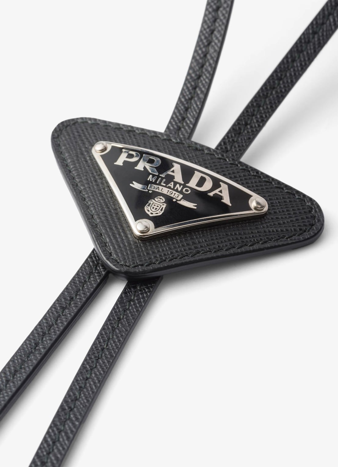 Prada Stropdas van leer - detail zwart
