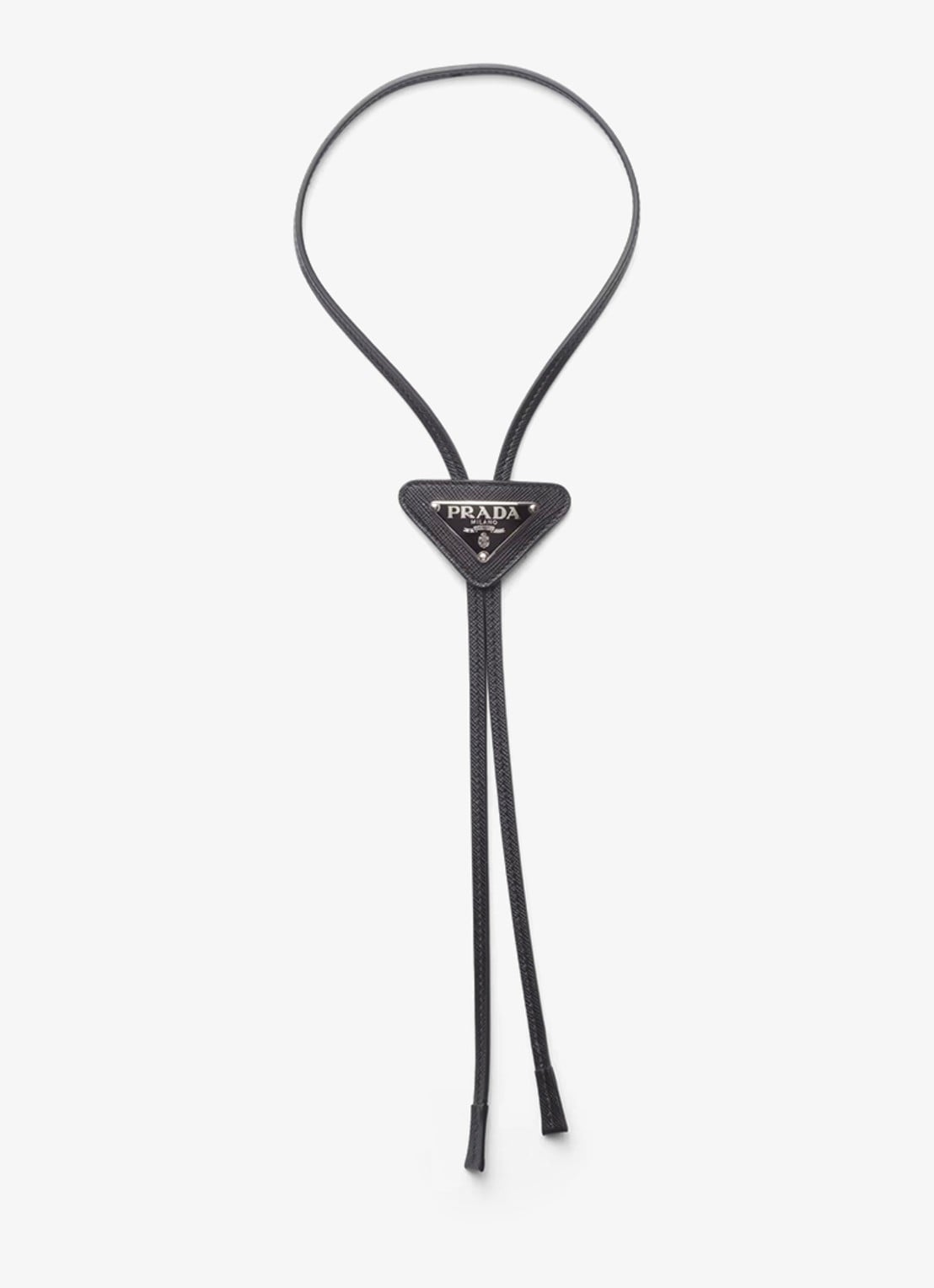 Prada Stropdas van leer - voorkant 2 zwart