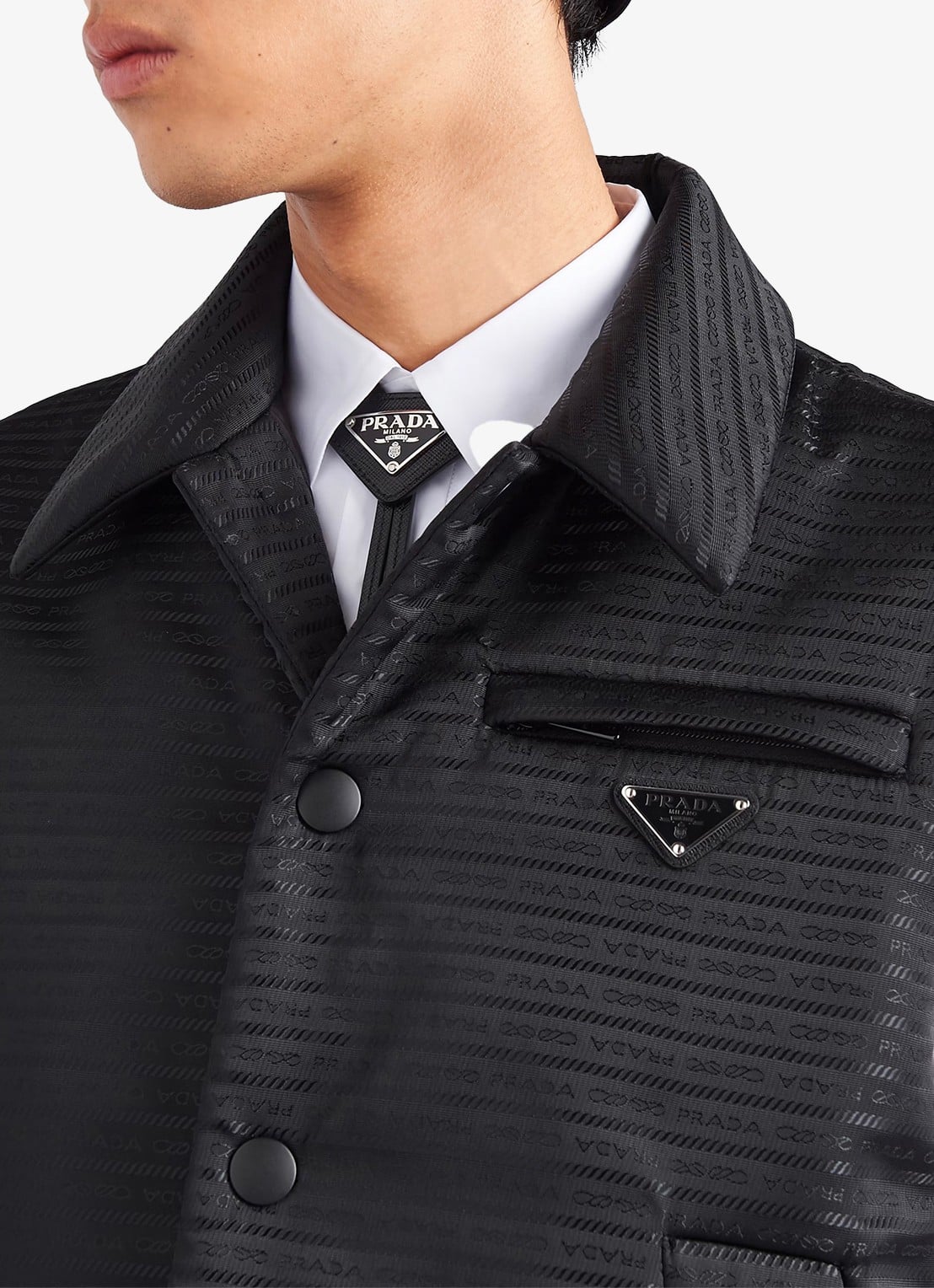 Prada Stropdas van leer - voorkant 3 zwart