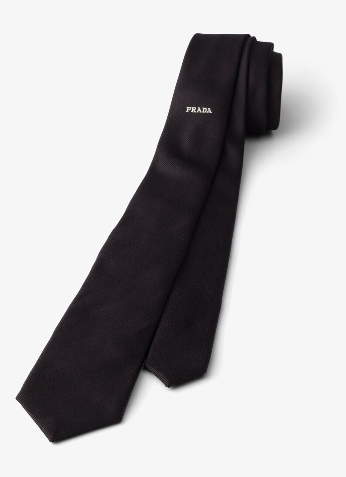 Prada Stropdas van zijde met logo - voorkant 2 zwart