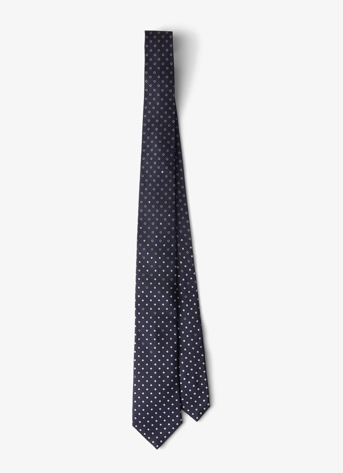 Prada Stropdas van zijde met stippenprint - voorkant 2 donkerblauw