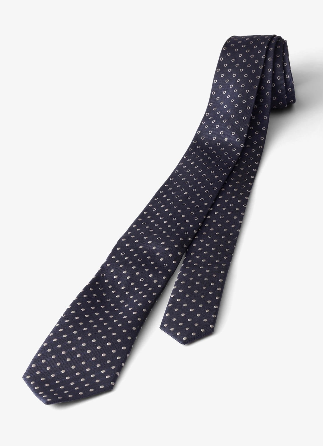 Prada Stropdas van zijde met stippenprint - voorkant 3 donkerblauw