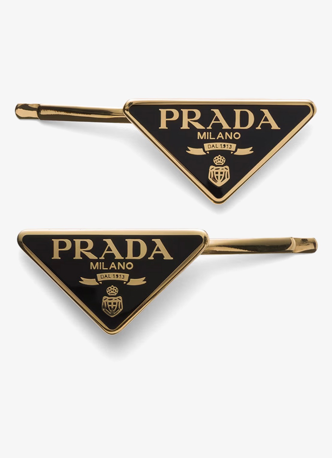 Prada Symbole haarclip set van 2 - voorkant goud