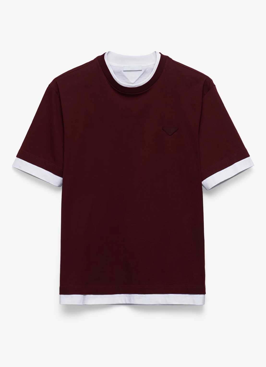 Prada T-shirt met contrast - voorkant bordeauxrood