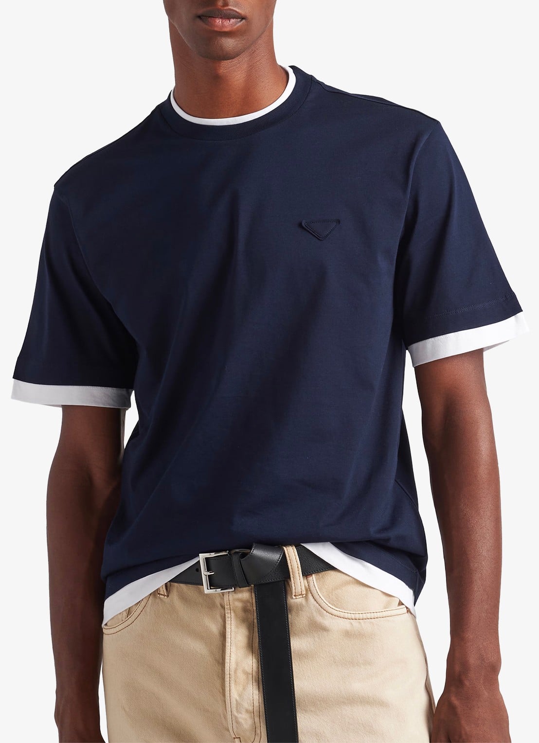 Prada T-shirt met contrast - detail 4 blauw
