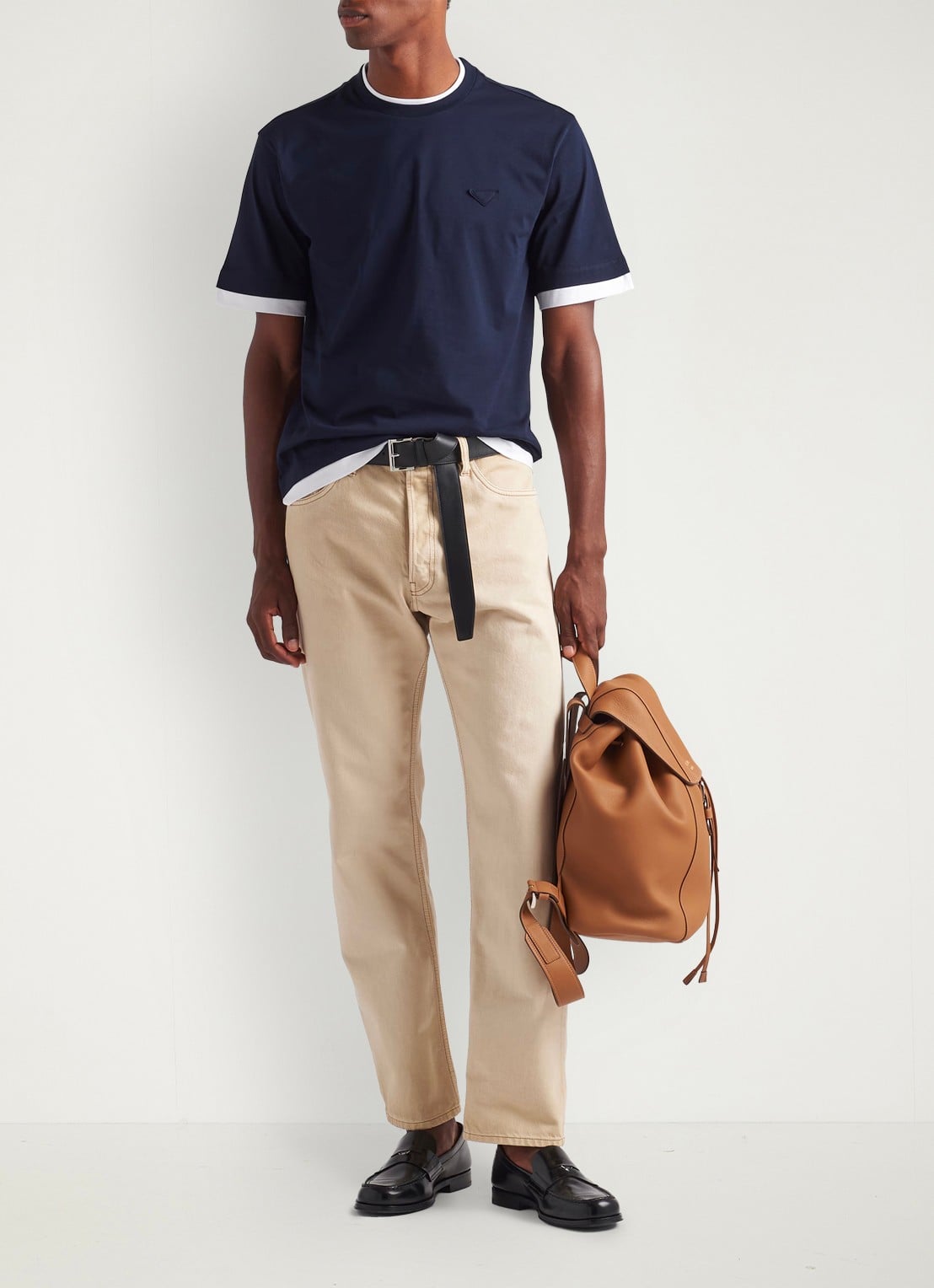 Prada T-shirt met contrast - voorkant 3 blauw
