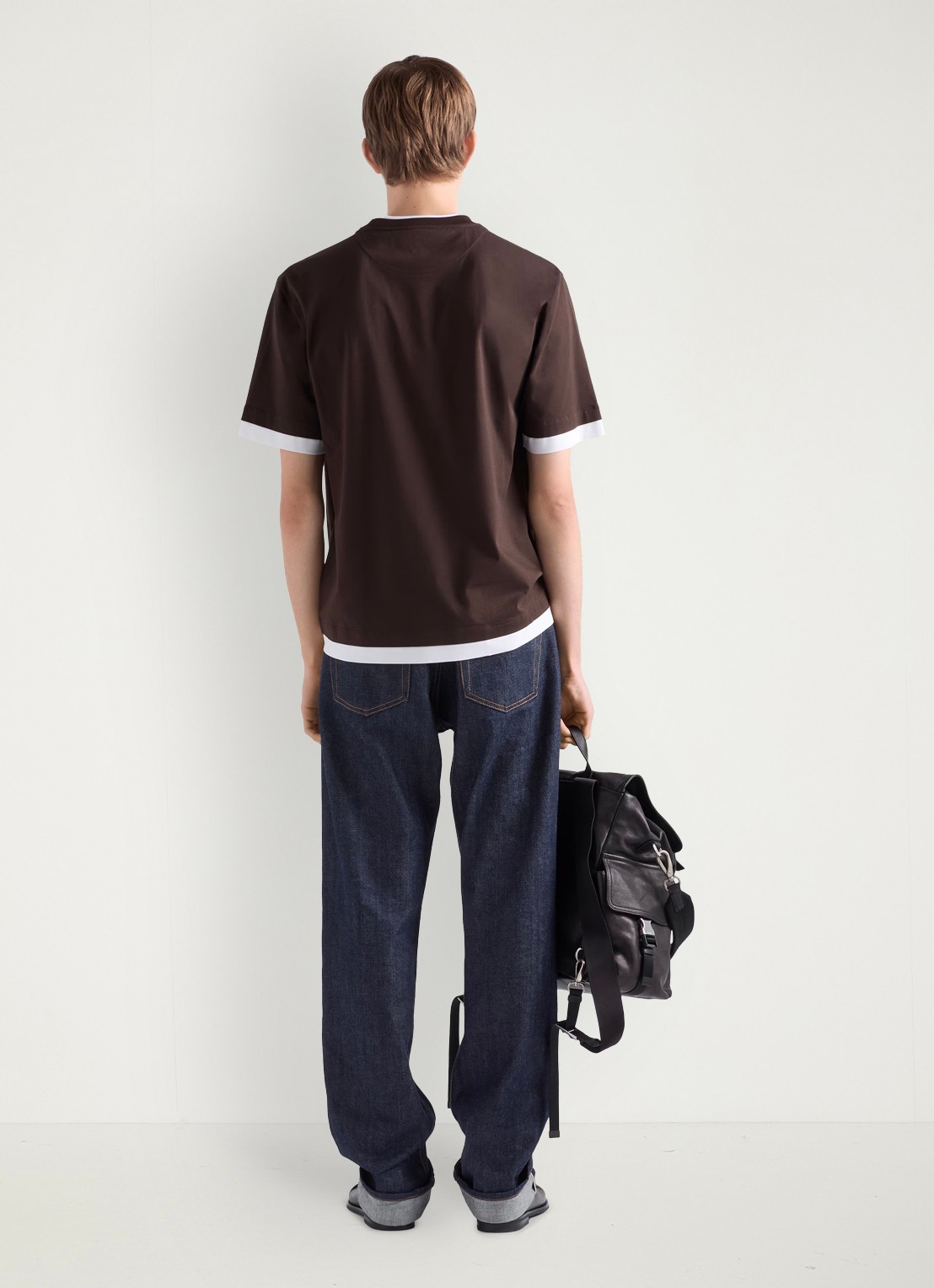Prada T-shirt met contrast - achterkant 2 donkerbruin