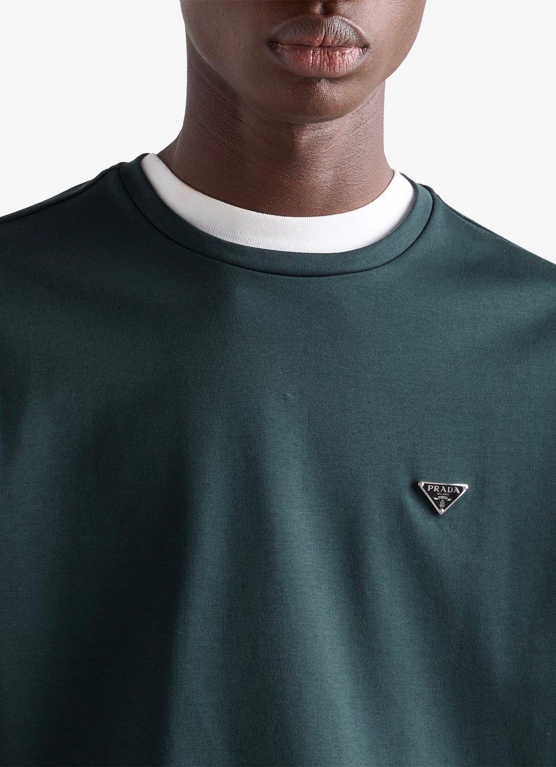Prada T-shirt met logo - detail 4 donkergroen