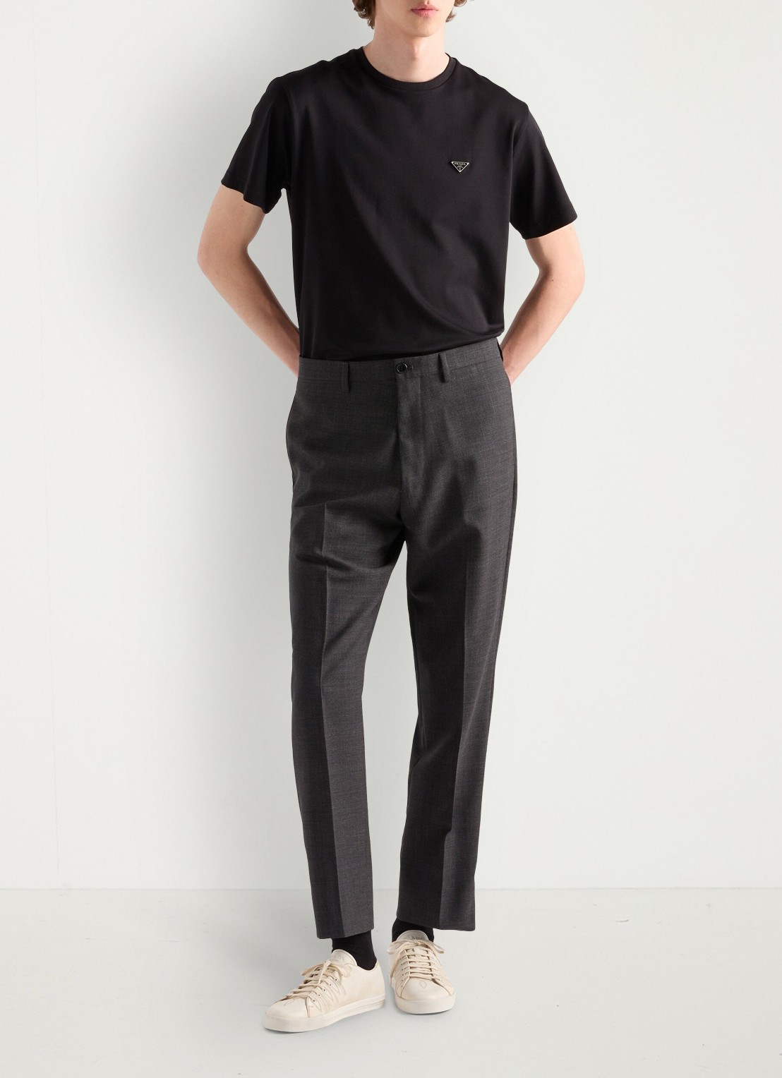 Prada T-shirt met logo - detail zwart