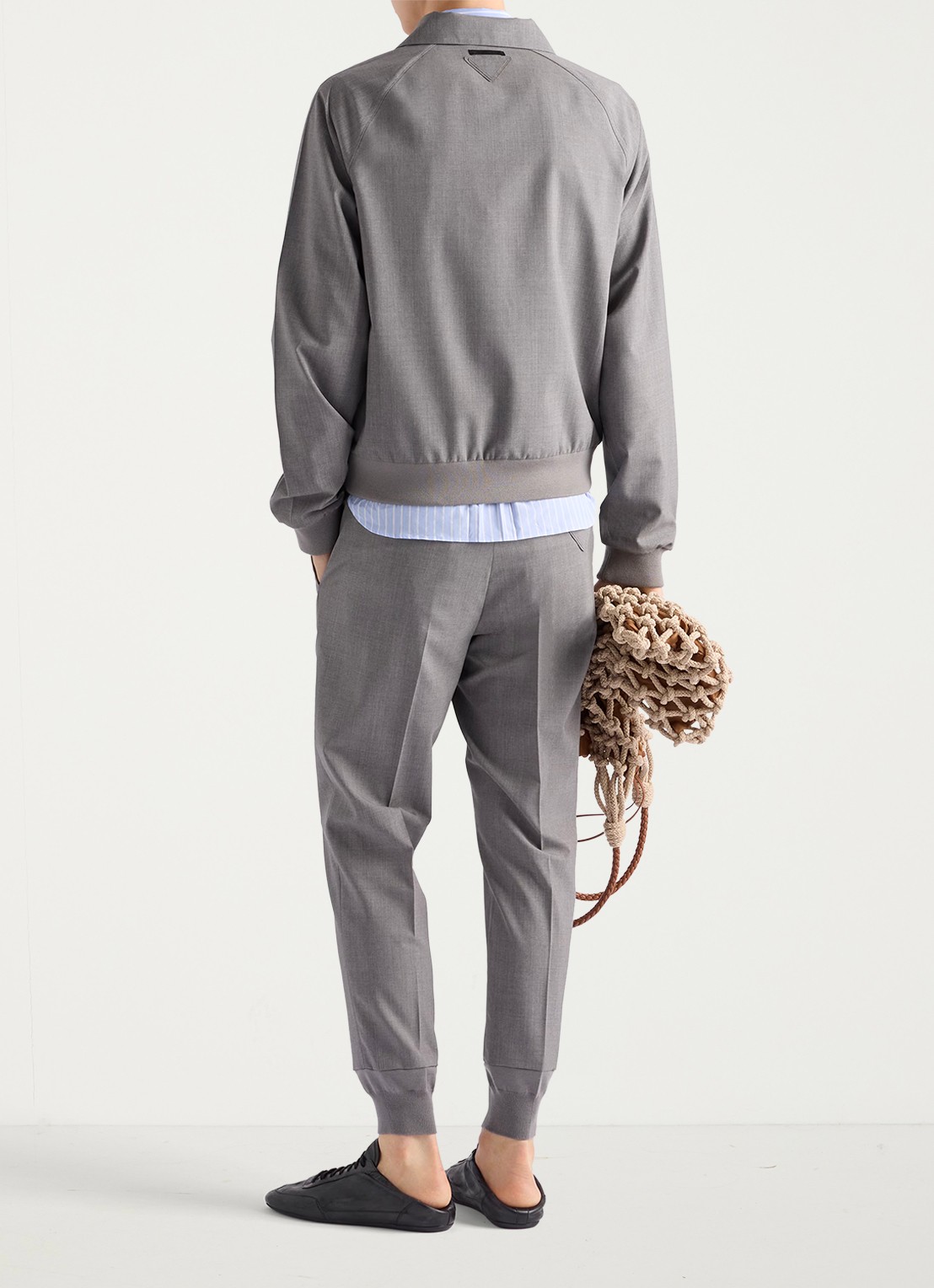 Prada Tapered fit pantalon van wol met steekzakken - achterkant 6 grijs