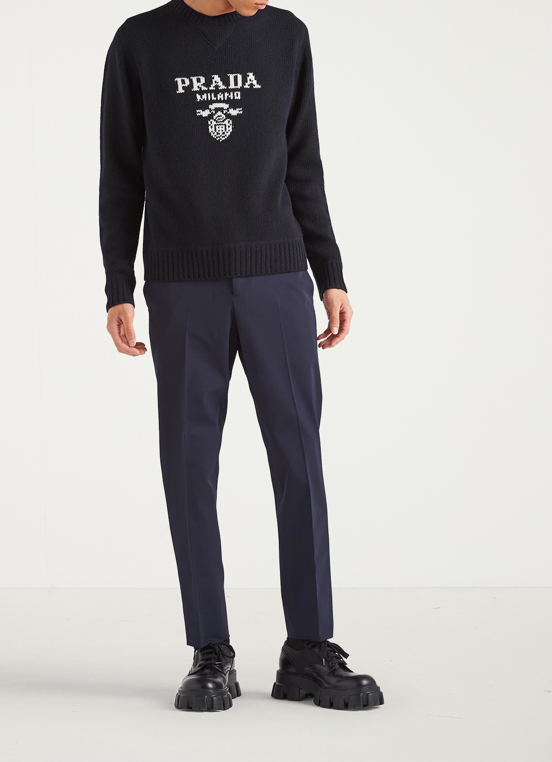 Prada Techno slim fit pantalon met steekzakken - voorkant 4 donkerblauw