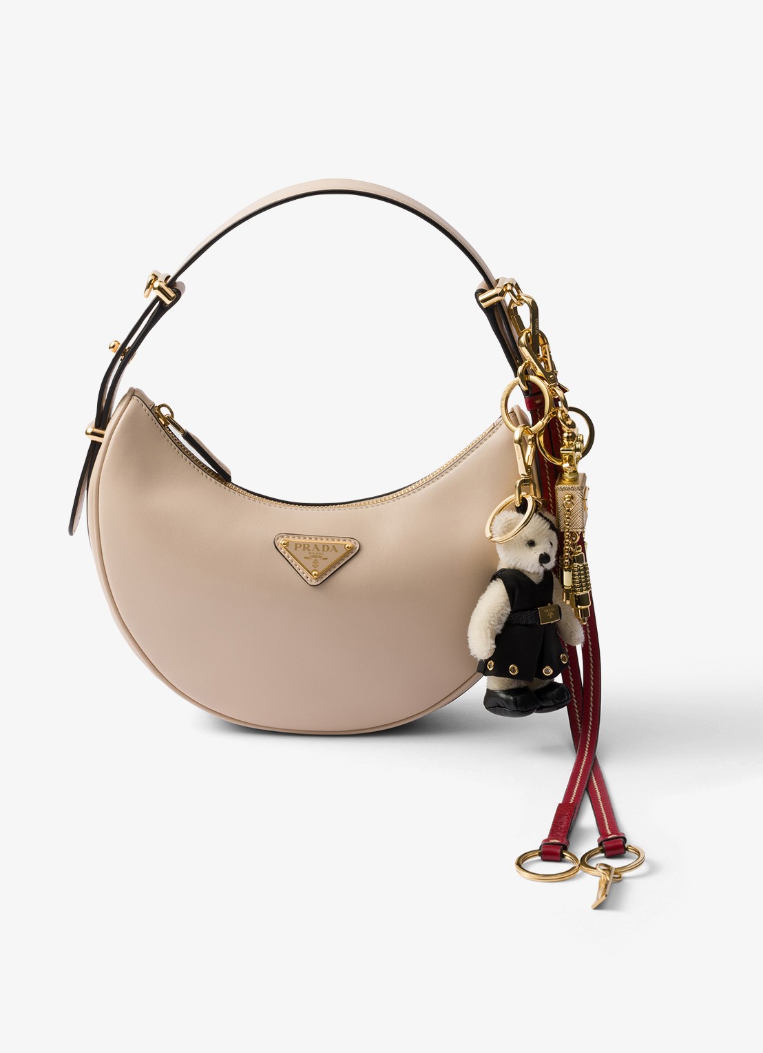 Prada Teddy tasbedel met logo - voorkant 2 wit