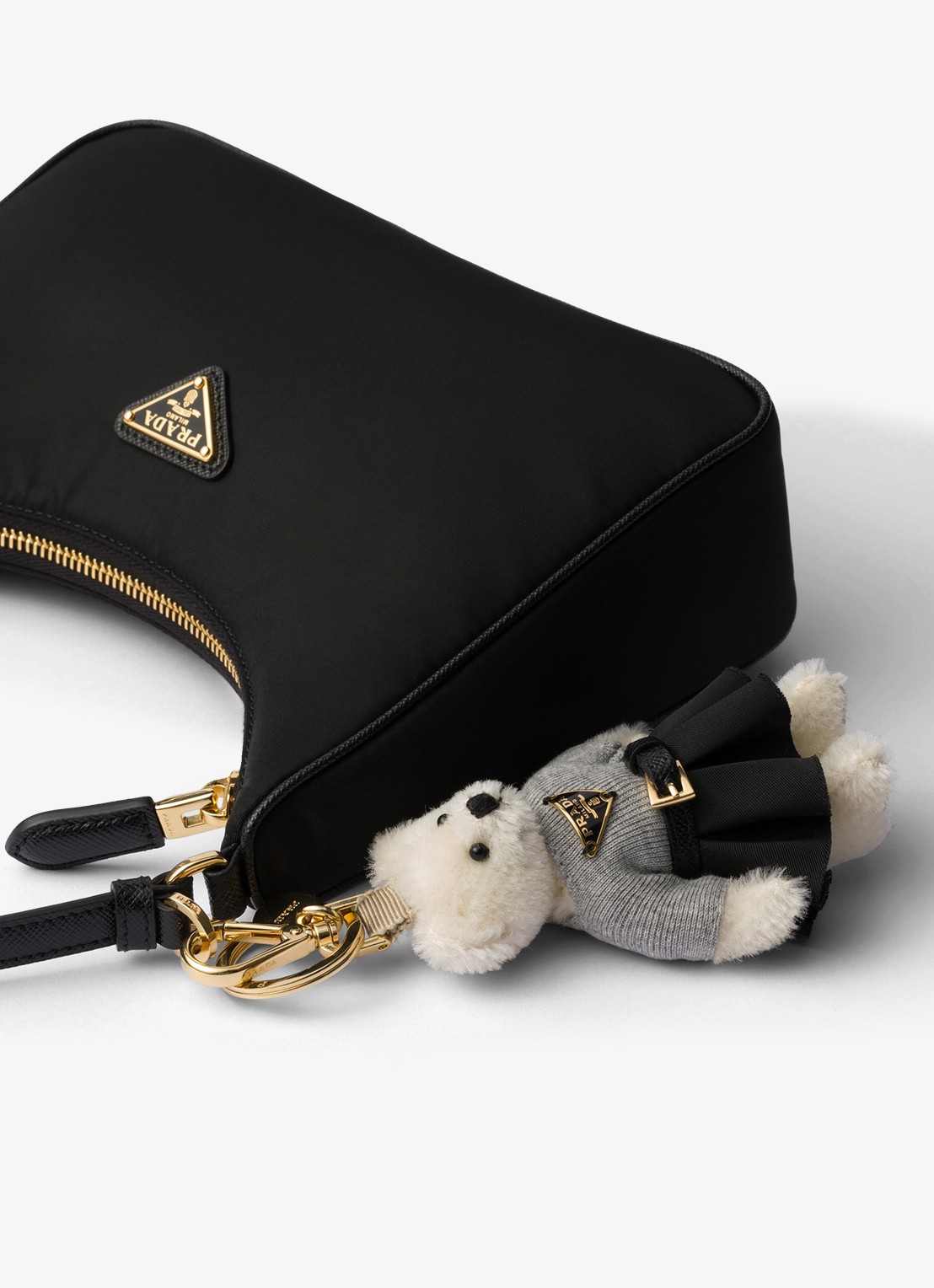Prada Teddy tasbedel met logo - detail 3 wit