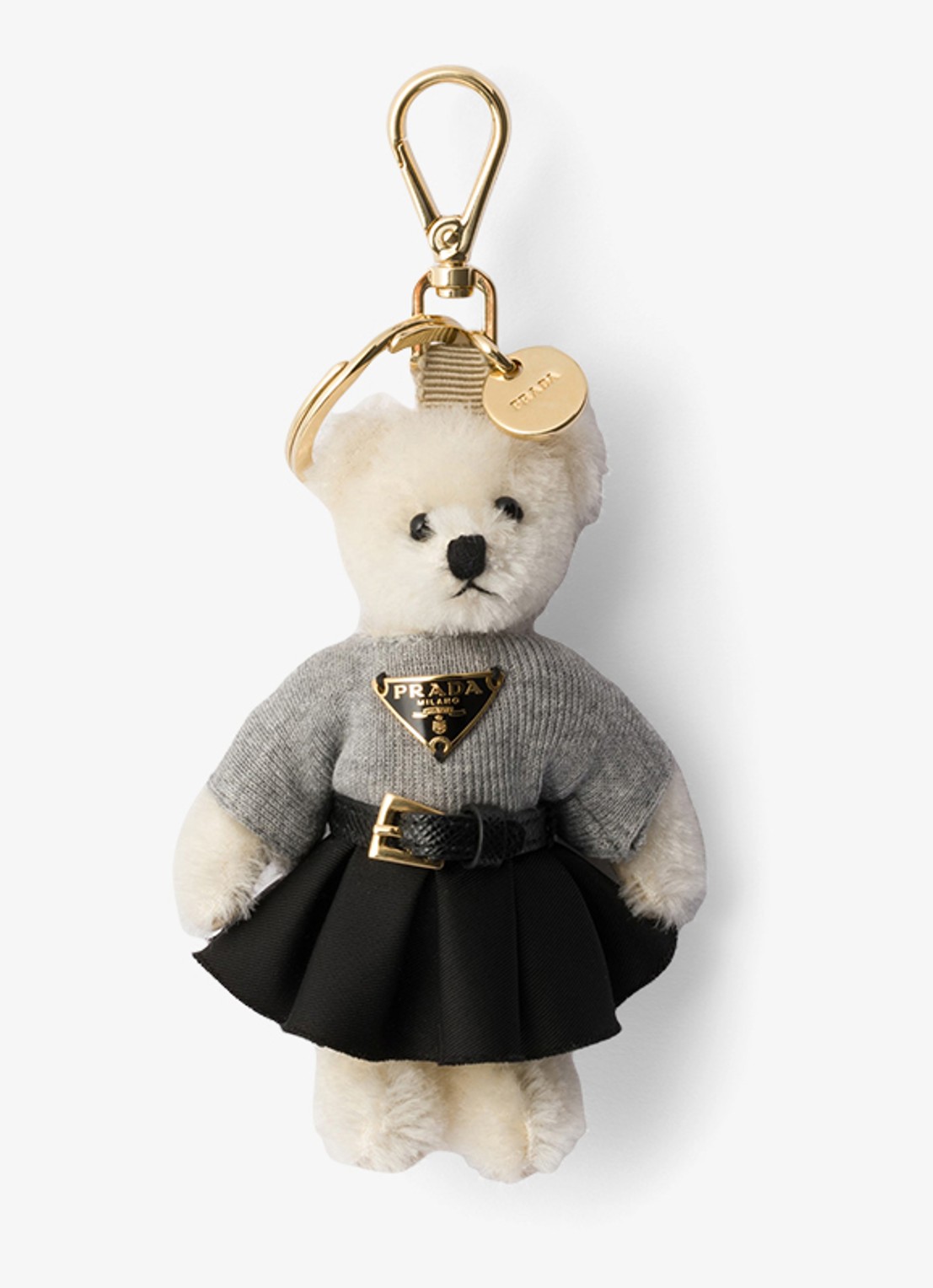 Prada Teddy tasbedel met logo - voorkant wit
