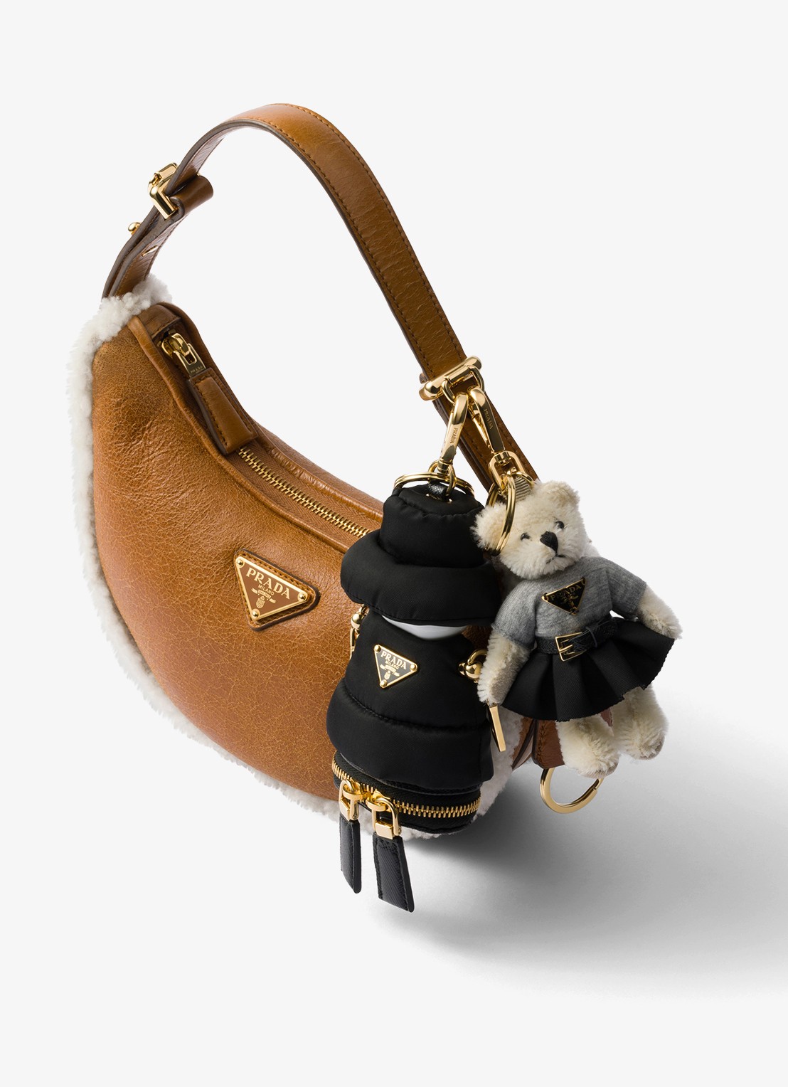 Prada Teddy tasbedel met logo - voorkant 2 wit
