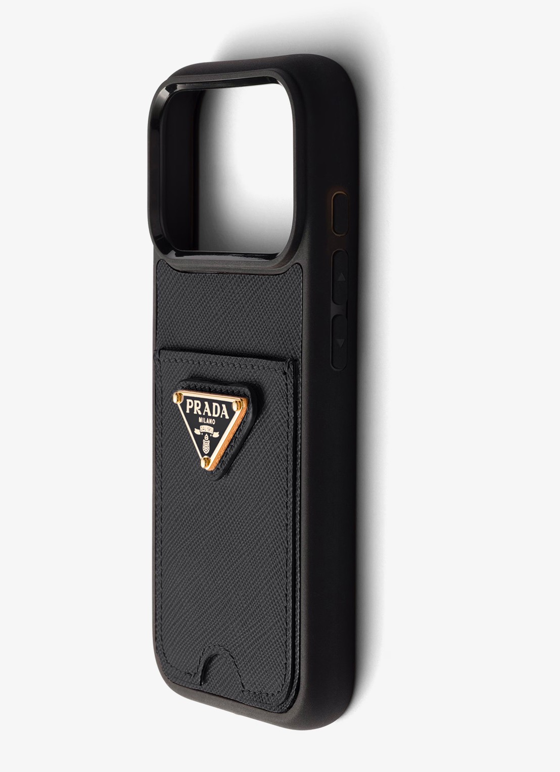 Prada Telefoonhoes van kalfsleer voor iPhone 17 Pro - detail zwart