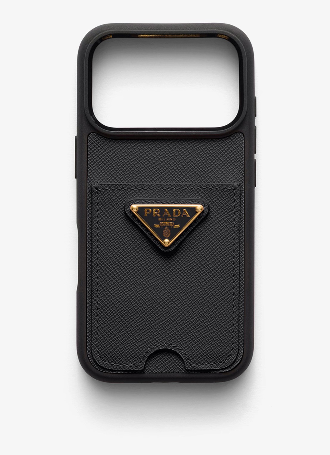 Prada Telefoonhoes van kalfsleer voor iPhone 17 Pro - voorkant 2 zwart