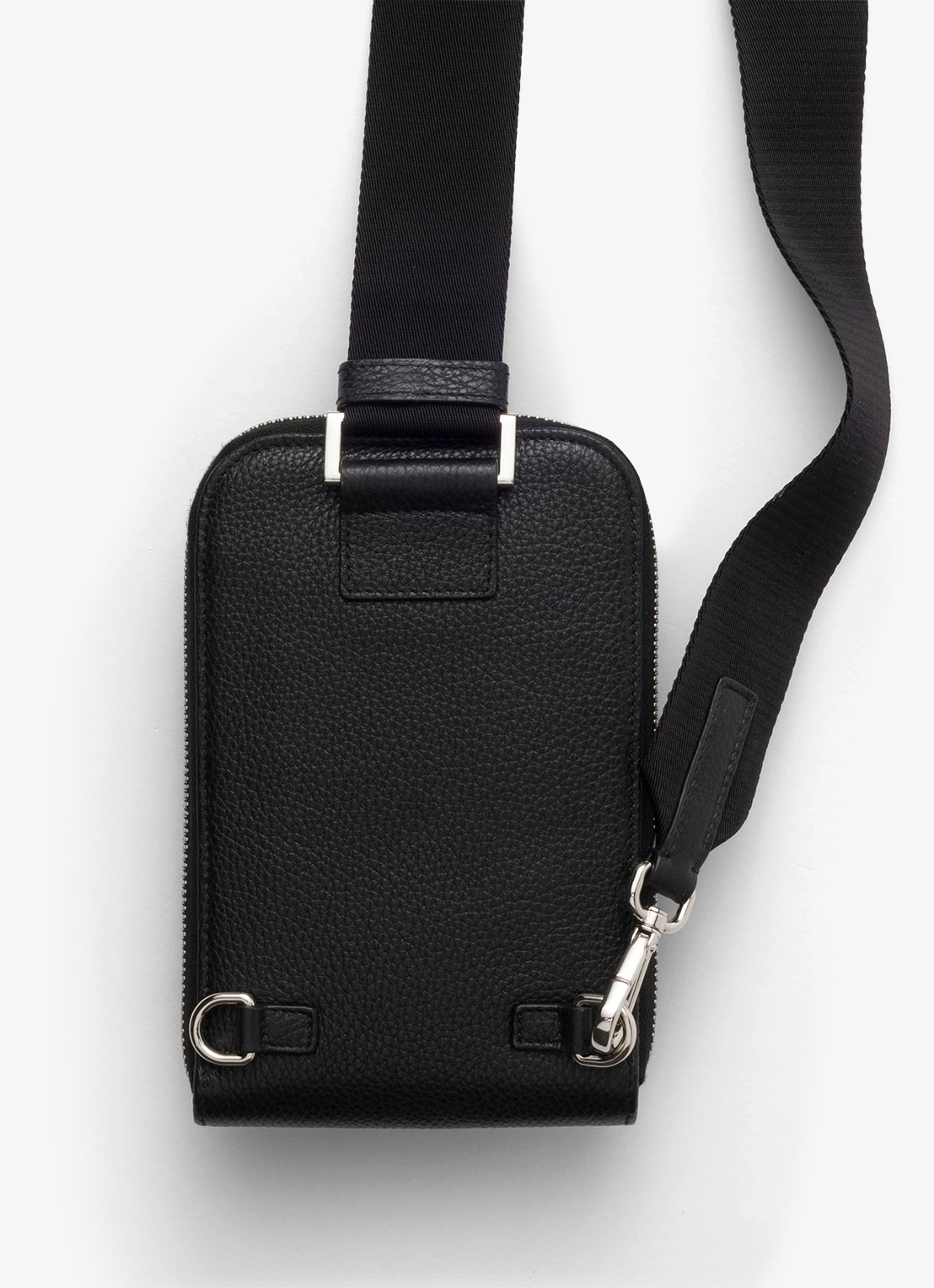 Prada Telefoonhoesje van kalfsleer met schouderriem - achterkant 2 zwart