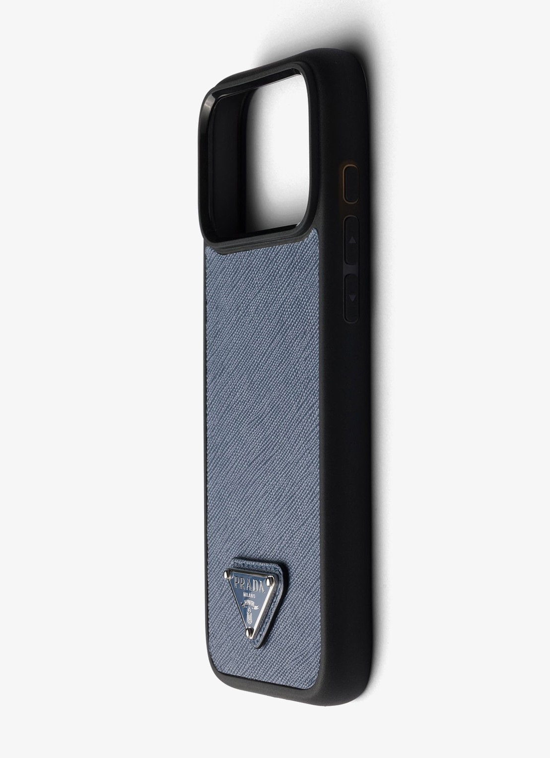 Prada Telefoonhoesje van leer voor iPhone 17 Pro Max - detail blauw