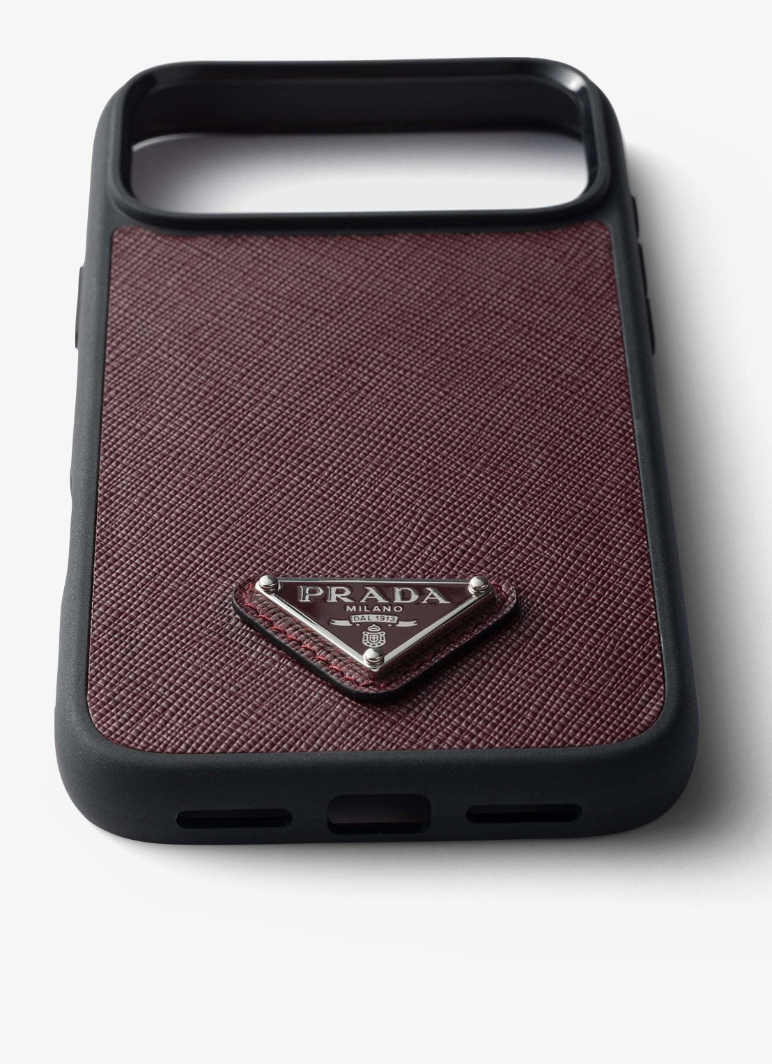 Prada Telefoonhoesje van leer voor iPhone 17 Pro Max - voorkant 3 burgundy