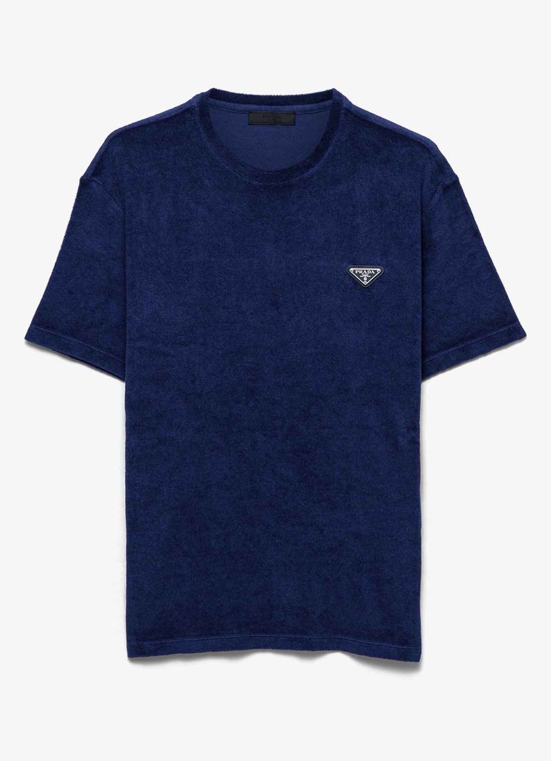 Prada Terry T-shirt van badstof met logo - voorkant 4 donkerblauw