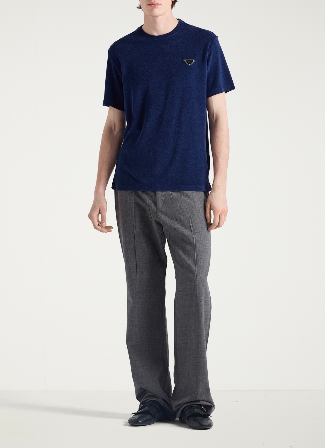 Prada Terry T-shirt van badstof met logo - voorkant 5 donkerblauw