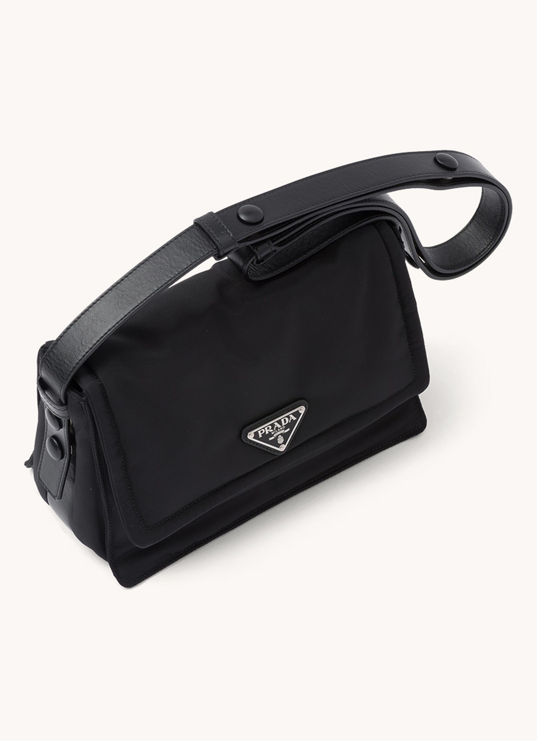 Prada Traveller Re-Nylon Small gewatteerde schoudertas met leren details - achterkant 7 zwart